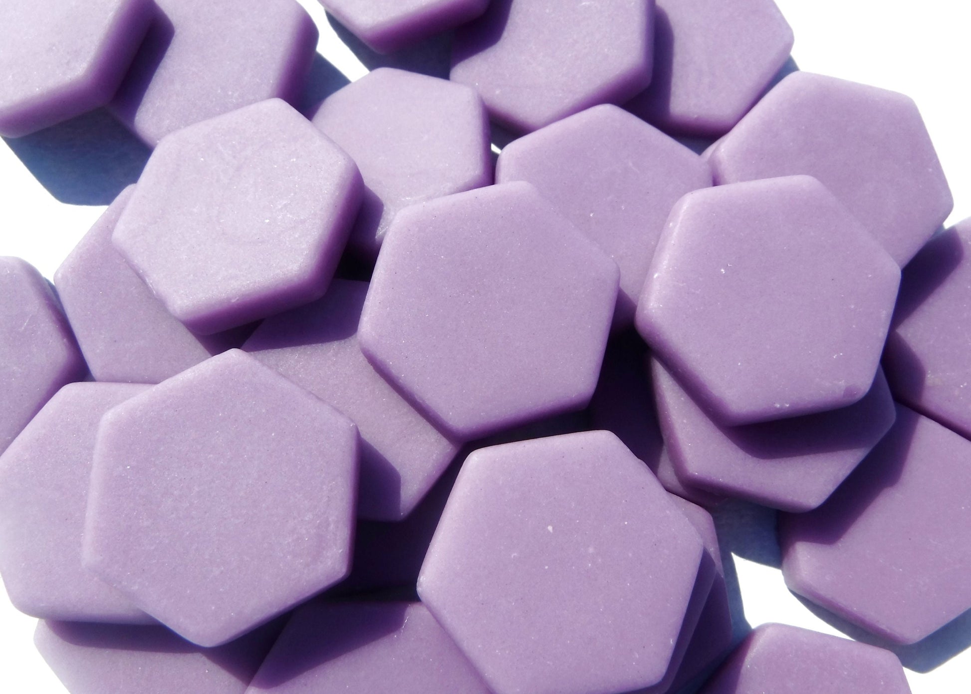 Purple Hexagon Mosaic Tiles - 25 Glass 23mm MATTE Tiles in Dark Orchid