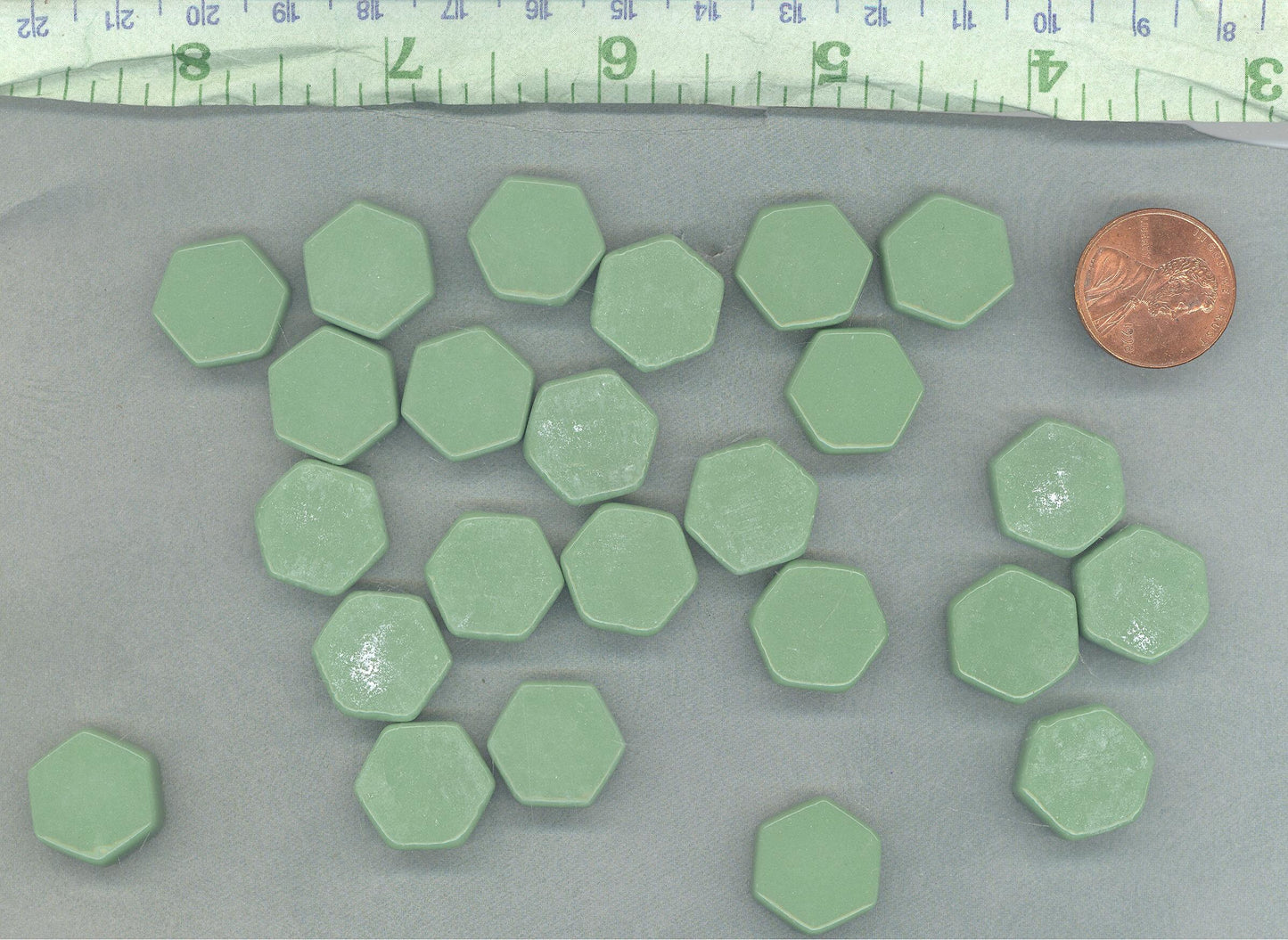 Mint Green Hexagon Mosaic Tiles - 15mm - 100g Opaque Glass Tiles