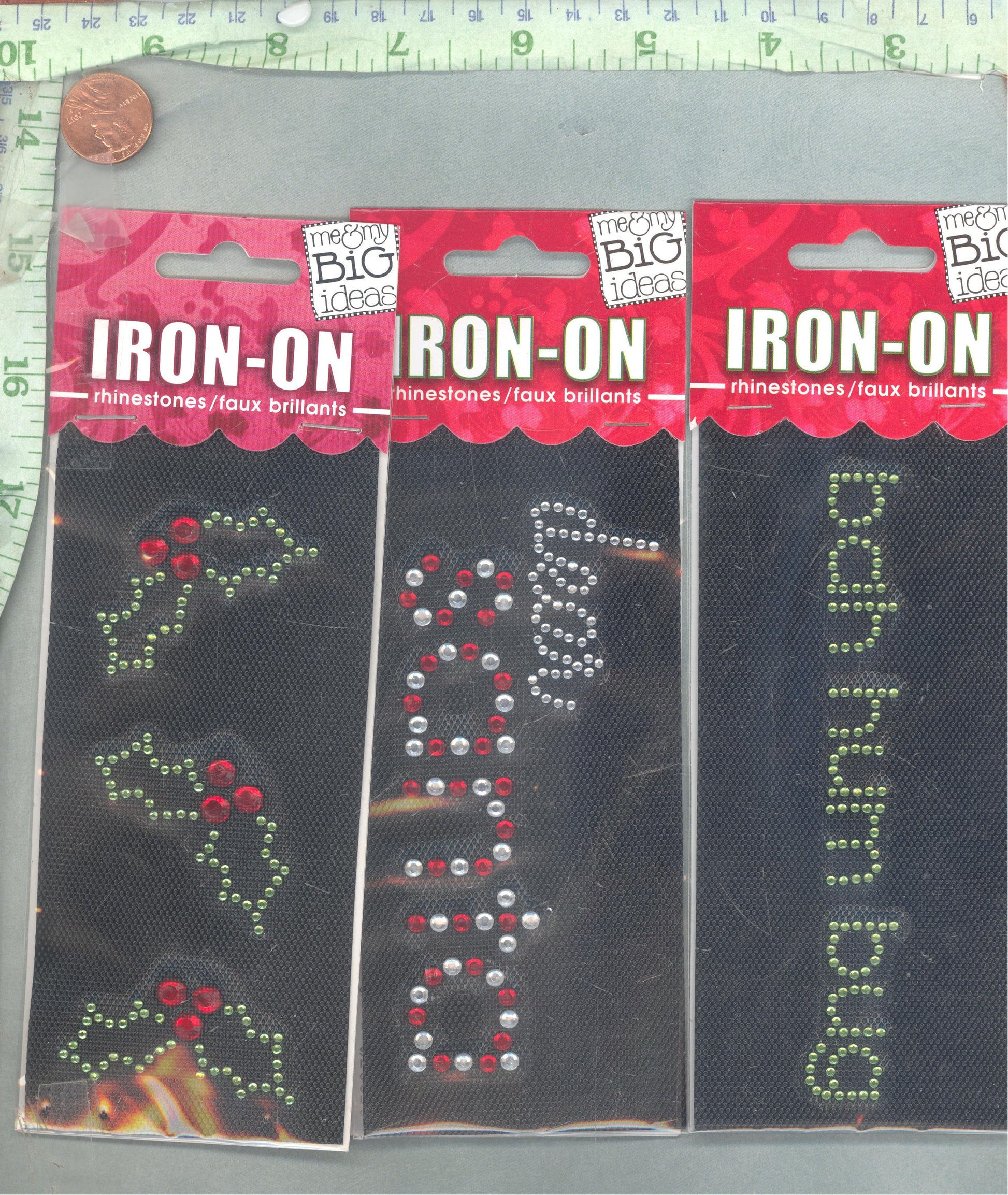 Holiday Rhinestone Iron Ons - Dear Santa - bah hum bug - Holly Leaves - DIY