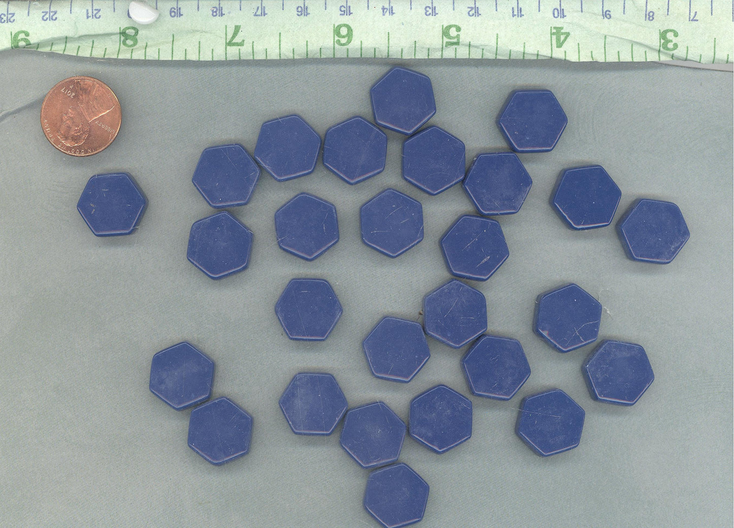 Blueberry Hexagon Mosaic Tiles - 15mm - 100g Opaque Glass Tiles