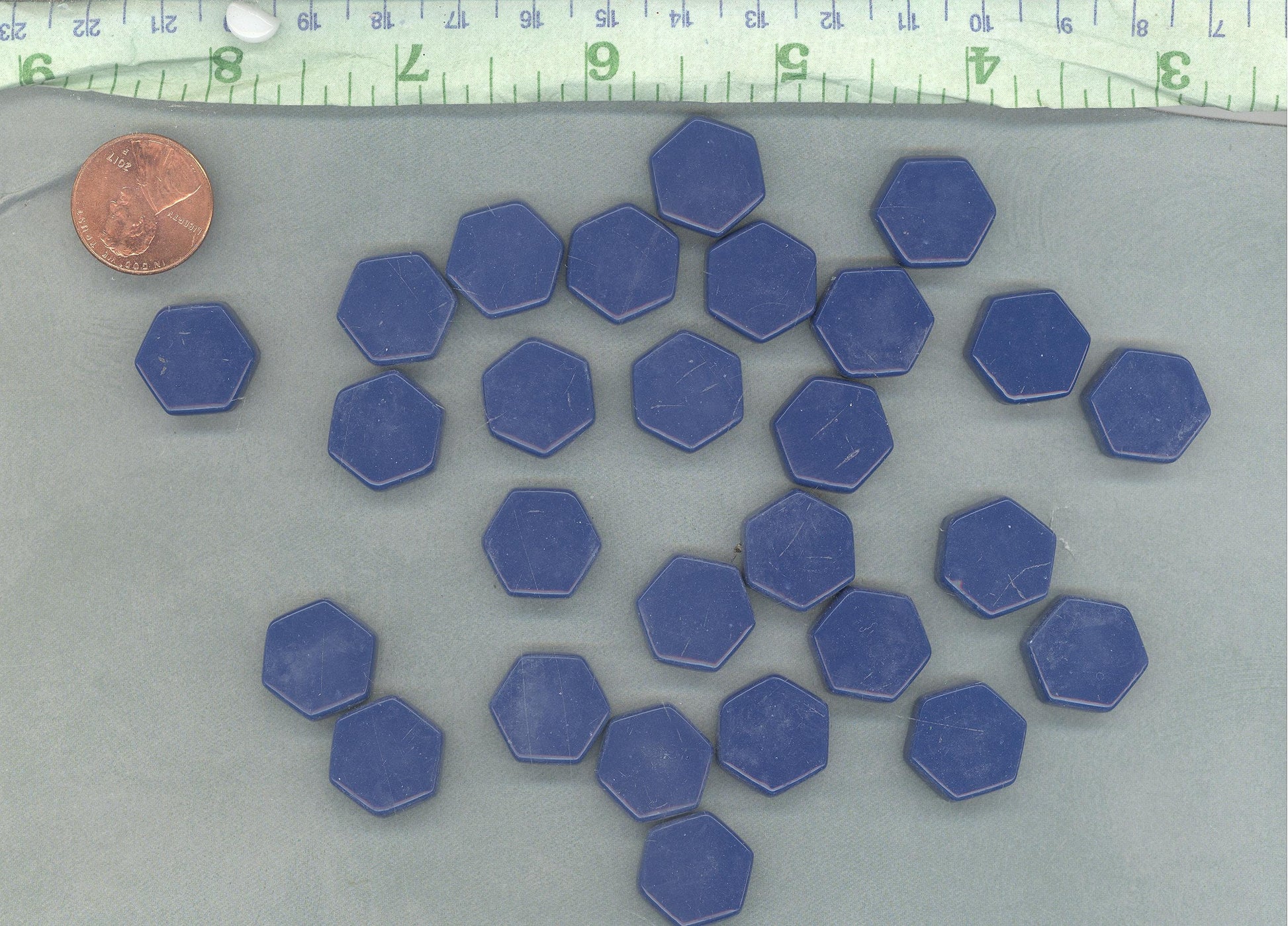 Blueberry Hexagon Mosaic Tiles - 15mm - 100g Opaque Glass Tiles