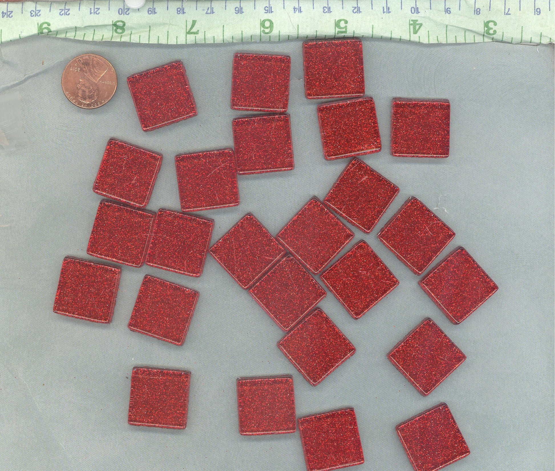 Red Glitter Tiles - 20mm - 25 Mosaic Glass Tiles