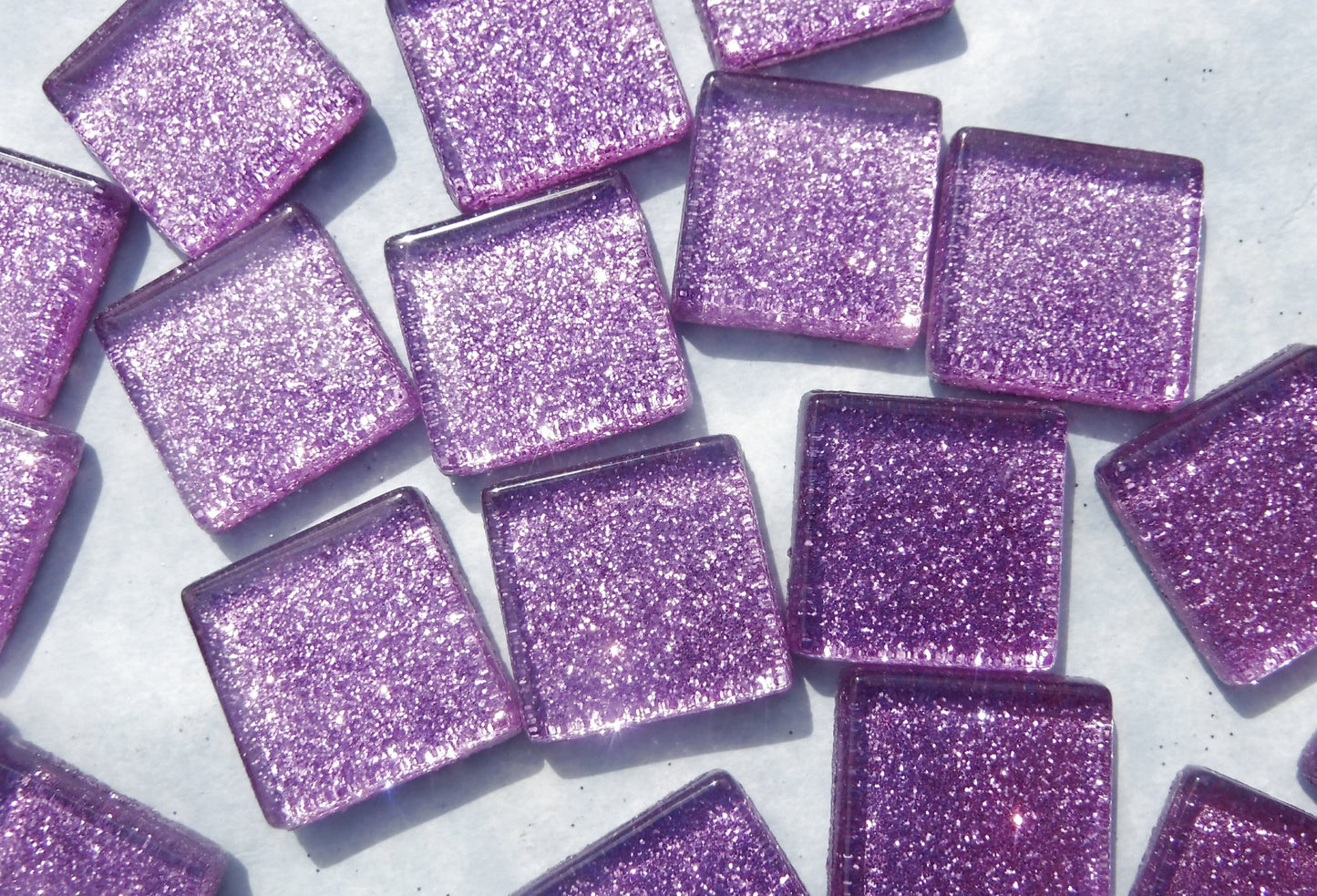 Light Purple Glitter Tiles - 20mm Mosaic Tiles - 25 Metallic Glass Tiles in Lavender