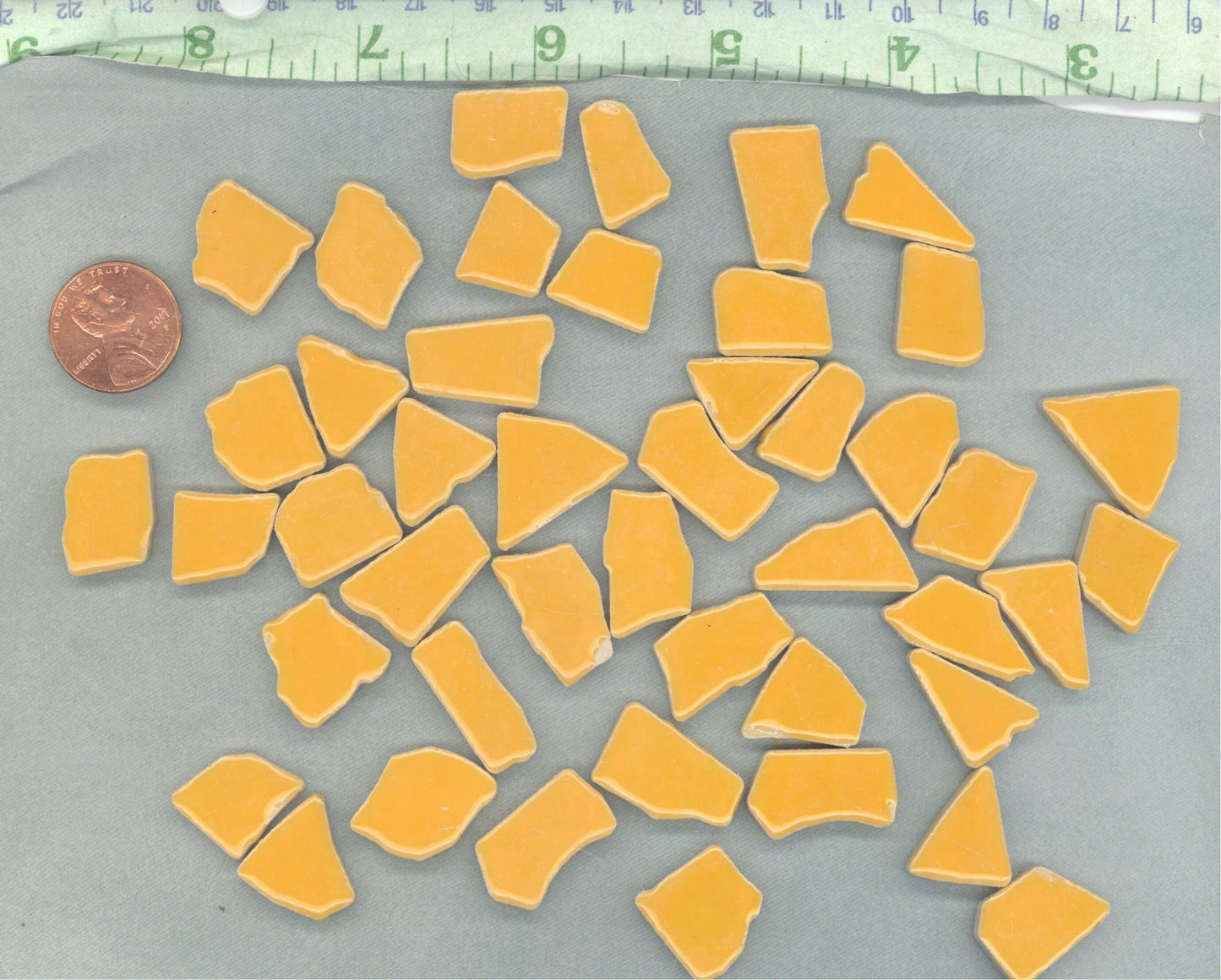 Ochre Mosaic Ceramic Tiles - Random Shapes - Half Pound - Assorted Sizes Jigsaw Pieces - Curry