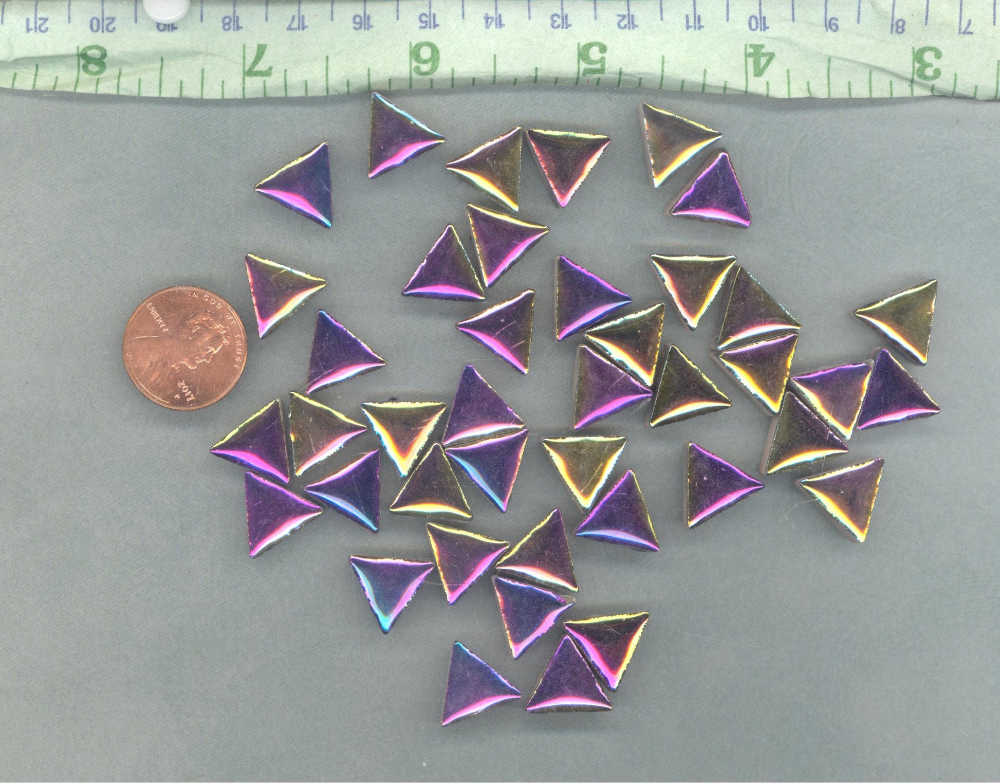 Colorful Metallic Mini Triangles Mosaic Tiles - 50g Ceramic - 15mm in Disco Lights