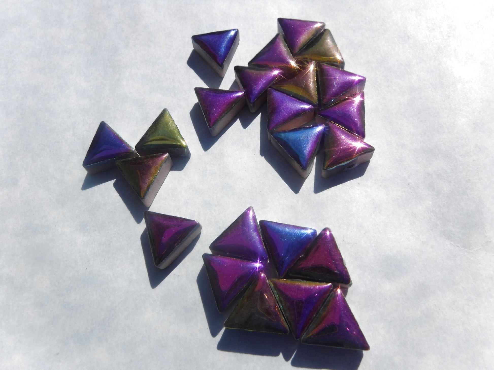 Colorful Metallic Mini Triangles Mosaic Tiles - 50g Ceramic - 15mm in Disco Lights