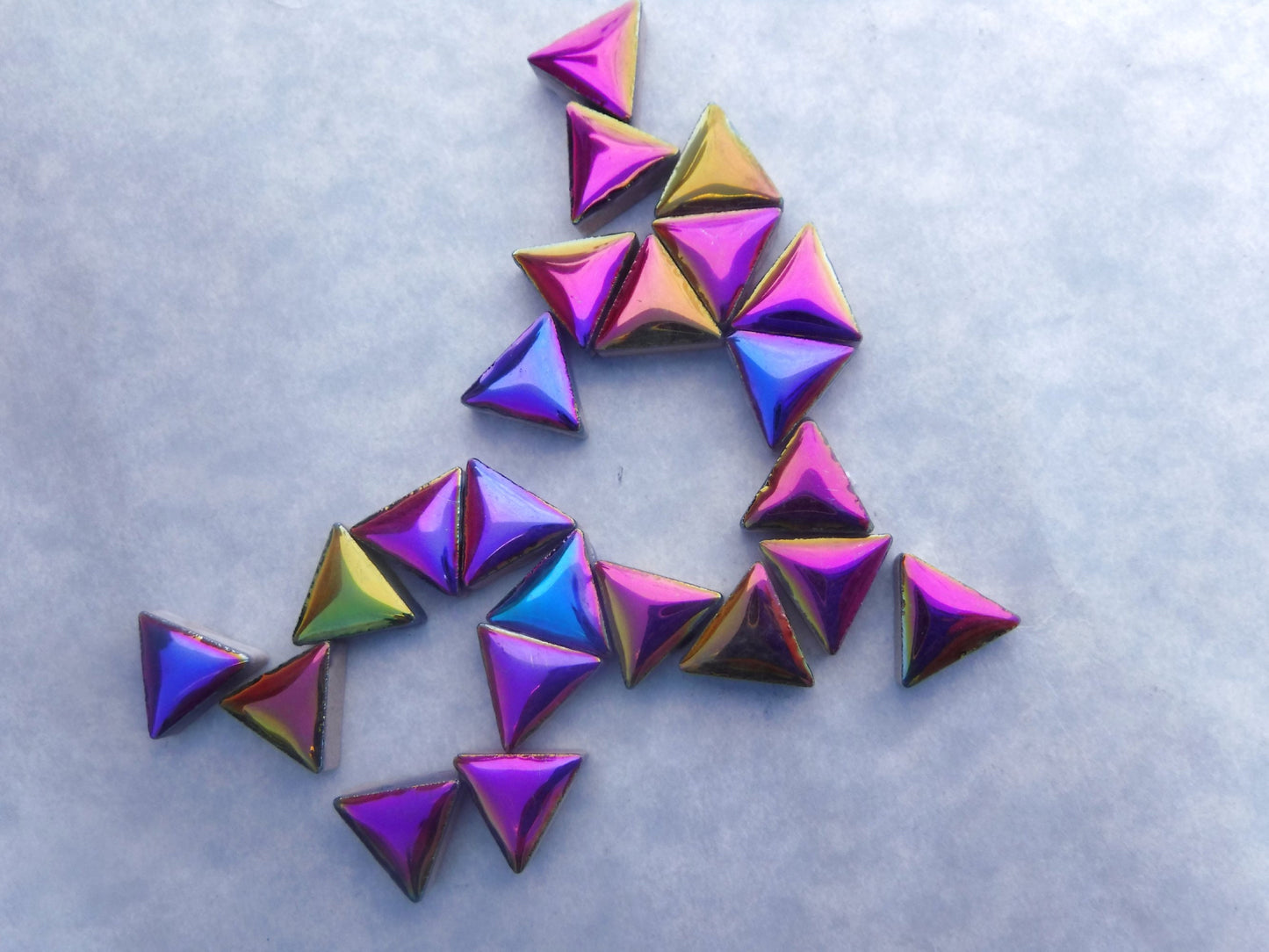 Colorful Metallic Mini Triangles Mosaic Tiles - 50g Ceramic - 15mm in Disco Lights