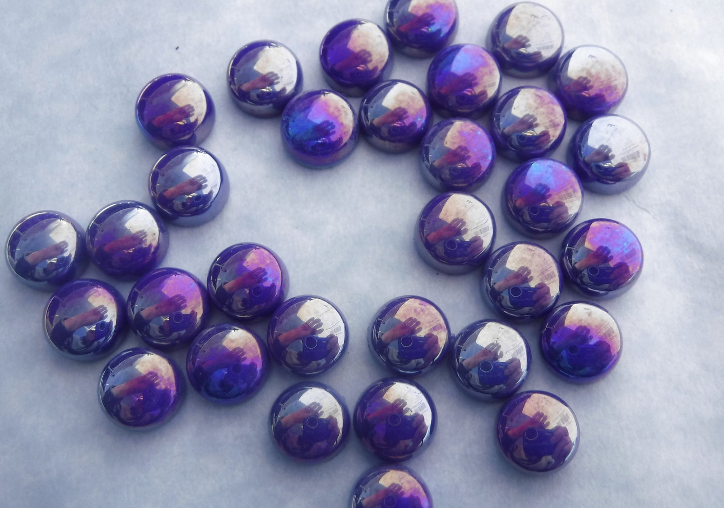 Ultra Violet Iridescent Glass Drops Mosaic Tiles - 100 grams - 12mm Glass Gems - Over 60 Tiles