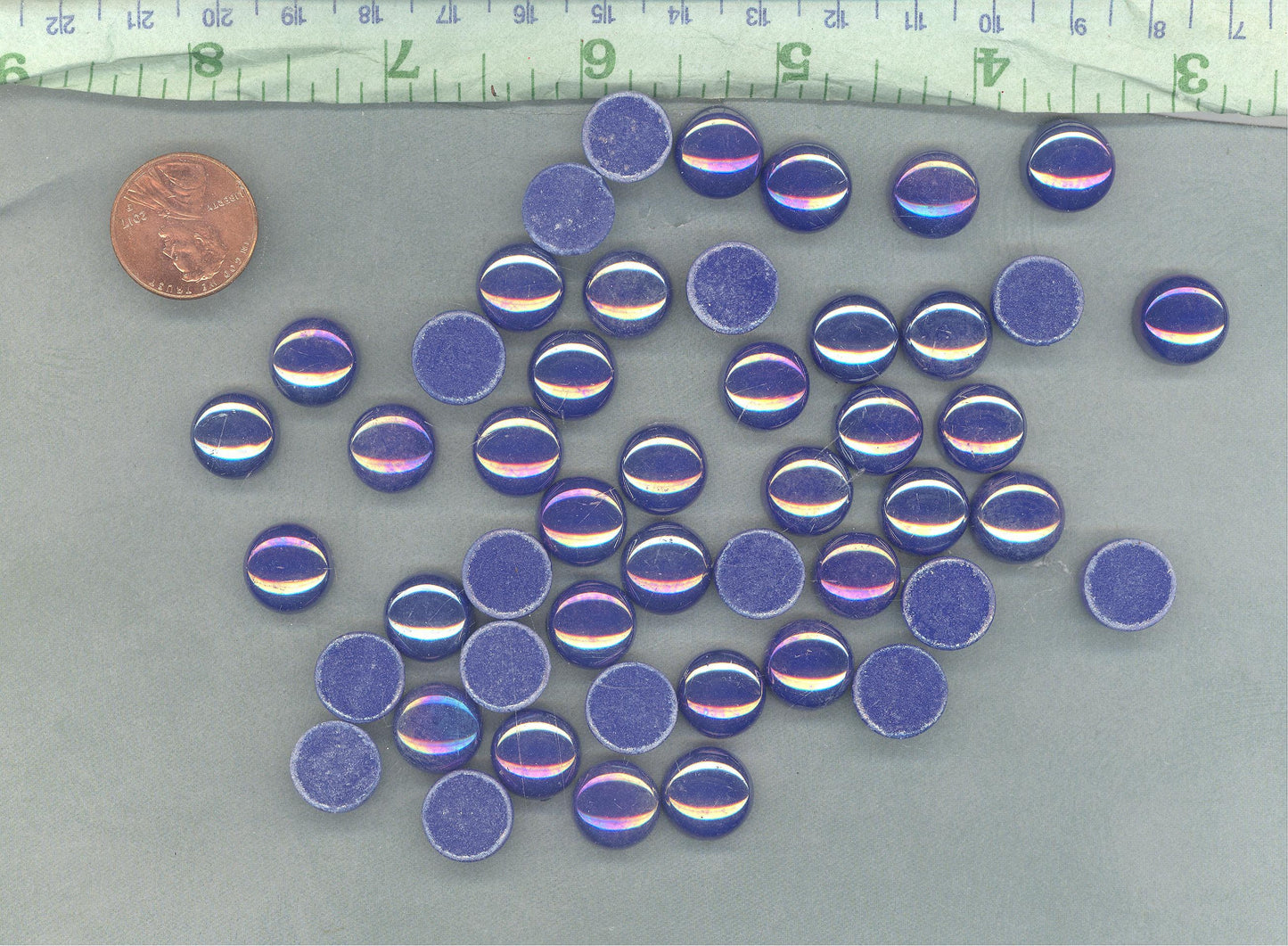 Ultra Violet Iridescent Glass Drops Mosaic Tiles - 100 grams - 12mm Glass Gems - Over 60 Tiles