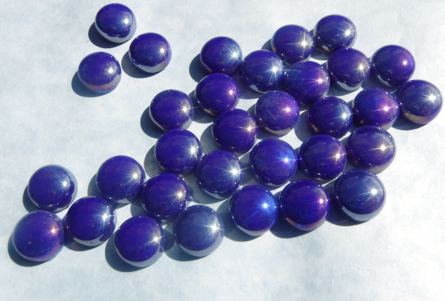 Ultra Violet Iridescent Glass Drops Mosaic Tiles - 100 grams - 12mm Glass Gems - Over 60 Tiles