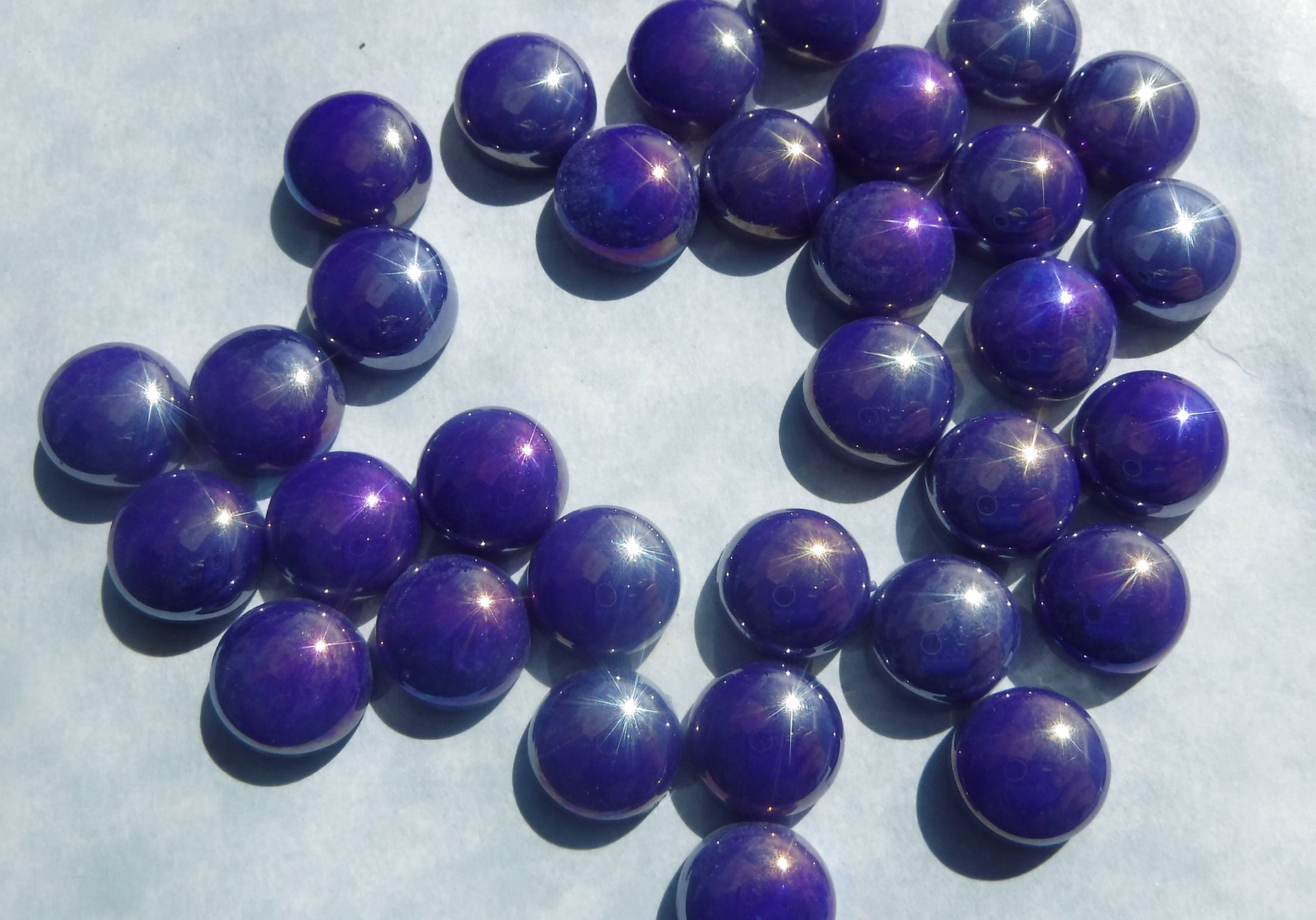 Ultra Violet Iridescent Glass Drops Mosaic Tiles - 100 grams - 12mm Glass Gems - Over 60 Tiles