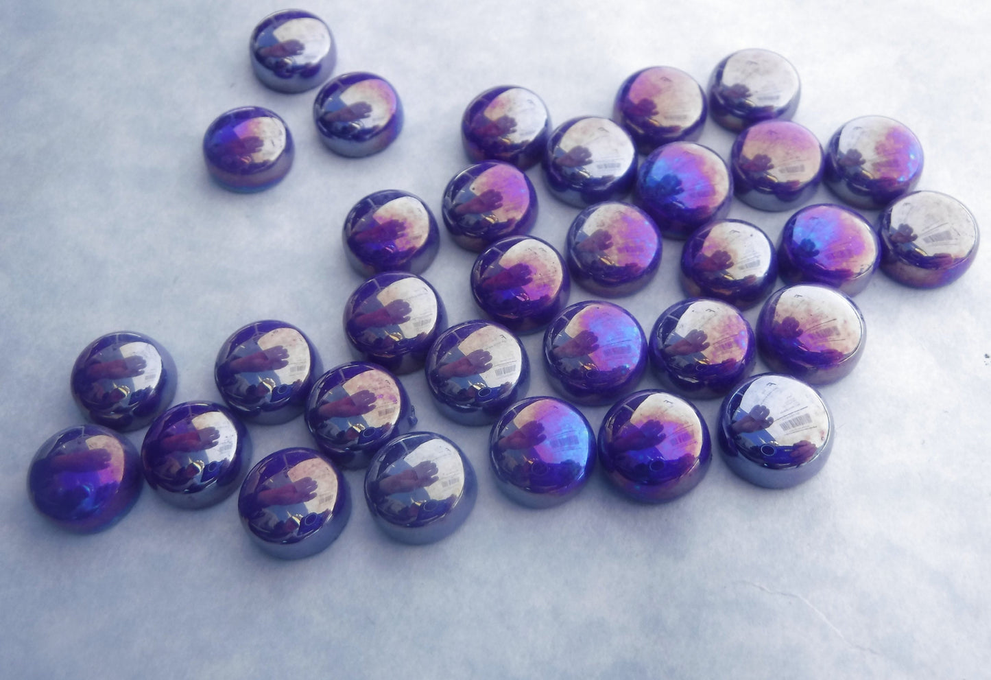 Ultra Violet Iridescent Glass Drops Mosaic Tiles - 100 grams - 12mm Glass Gems - Over 60 Tiles