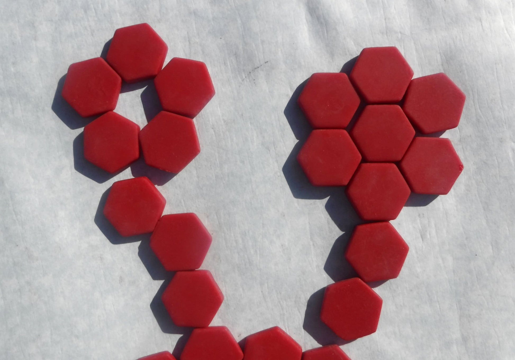 Berry Red Hexagon Mosaic Tiles - 25 Glass 23mm MATTE Tiles