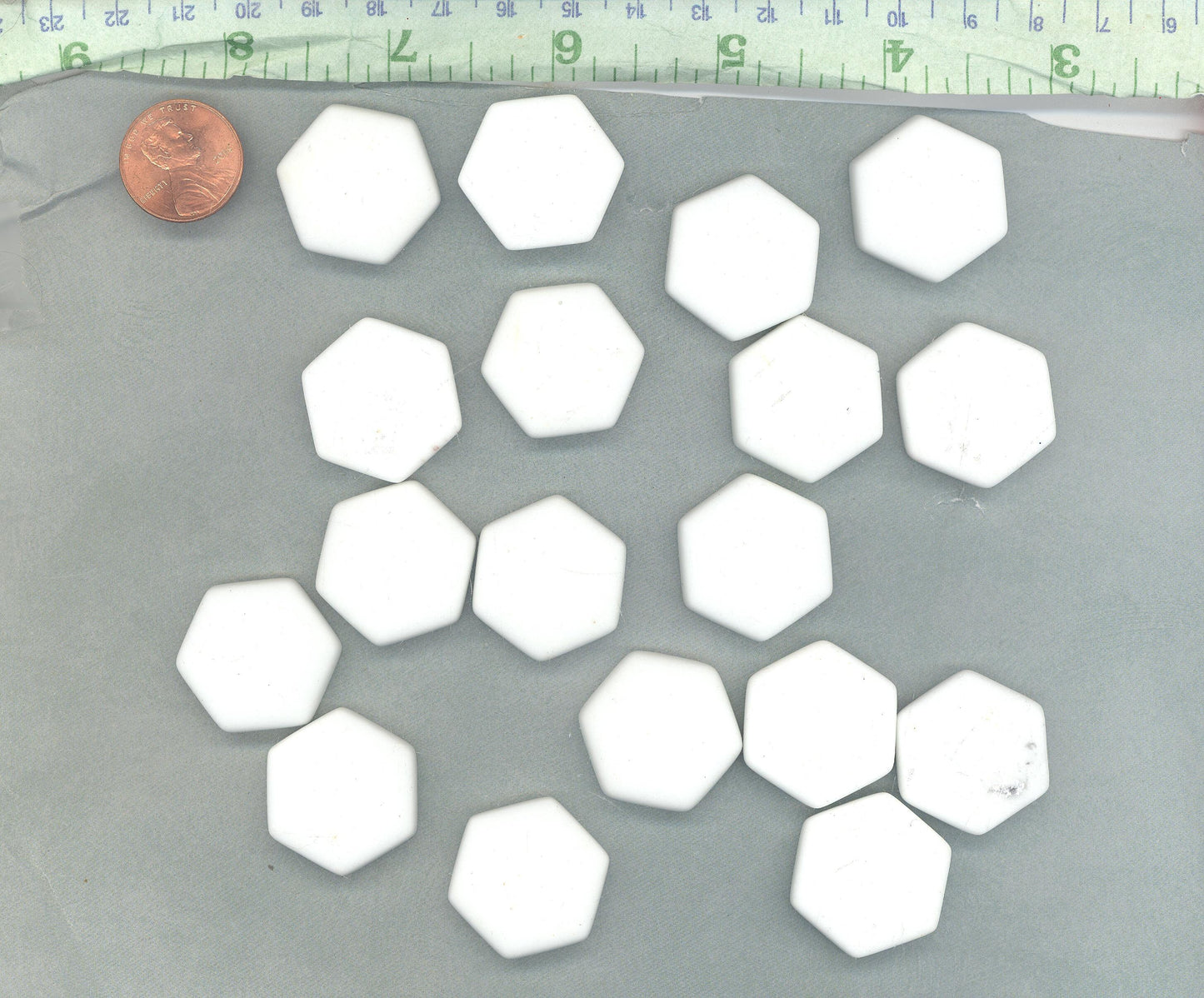 White Hexagon Mosaic Tiles - 25 Glass 23mm MATTE Tiles