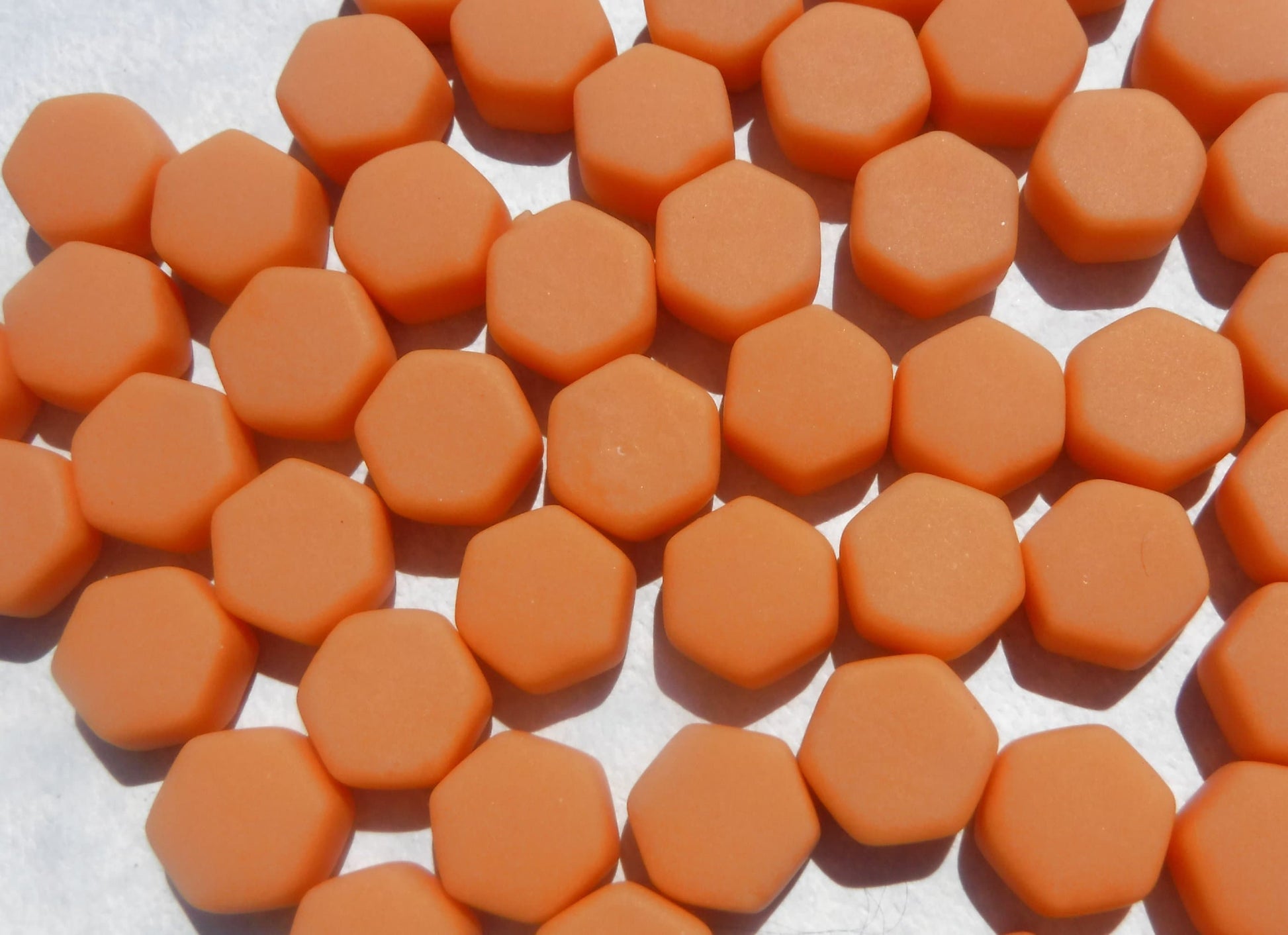 Orange Hexagon Mosaic Tiles - 10mm - 50g Opaque Glass Tiles MATTE Finish - Pumpkin