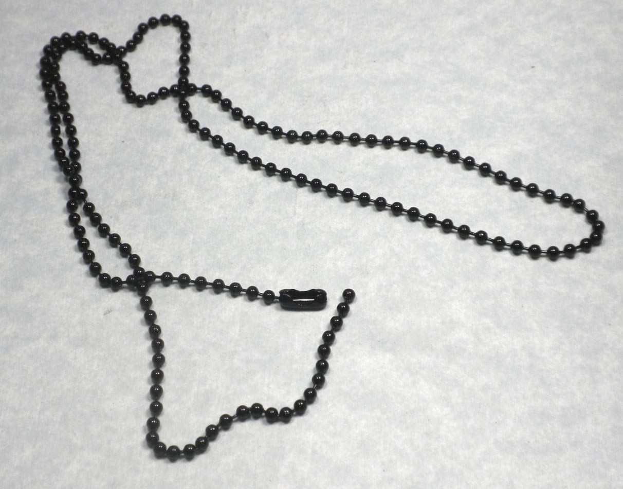 Black Ball Chain Necklaces - 24 inch - 2.4mm Diameter - Set of 10