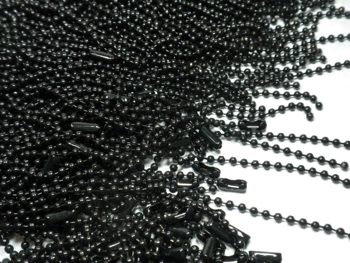 Black Ball Chain Necklaces - 24 inch - 2.4mm Diameter - Set of 25