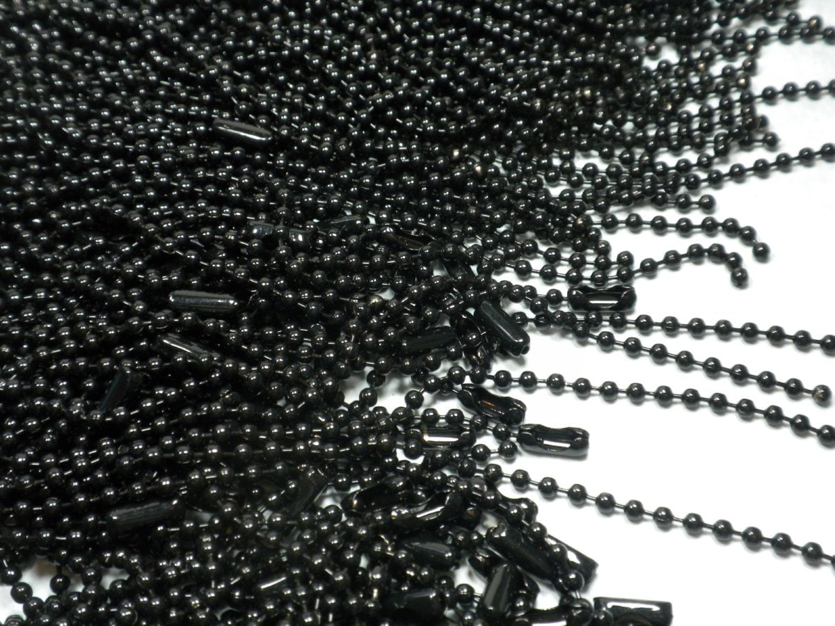Black Ball Chain Necklaces - 24 inch - 2.4mm Diameter - Set of 10