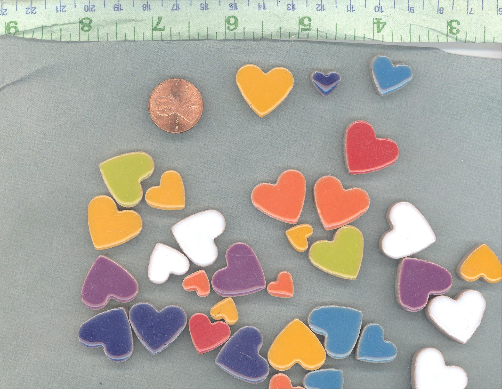 Wild at Heart Mix - Assorted Colors of Ceramic Heart Mosaic Tiles - 50g