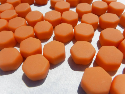 Orange Hexagon Mosaic Tiles - 10mm - 50g Opaque Glass Tiles MATTE Finish - Pumpkin