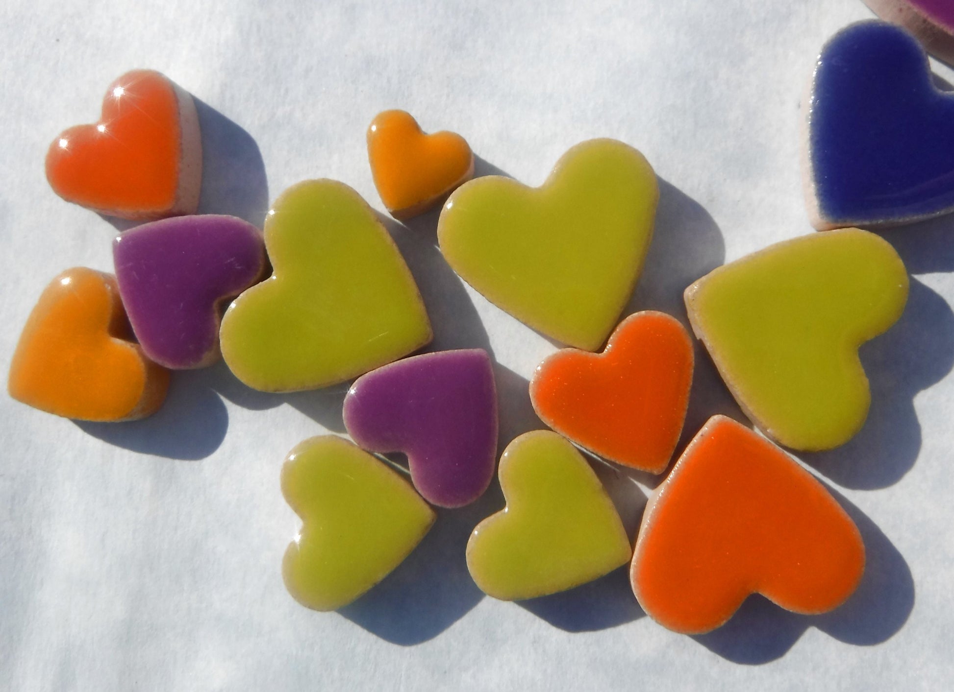 Wild at Heart Mix - Assorted Colors of Ceramic Heart Mosaic Tiles - 50g