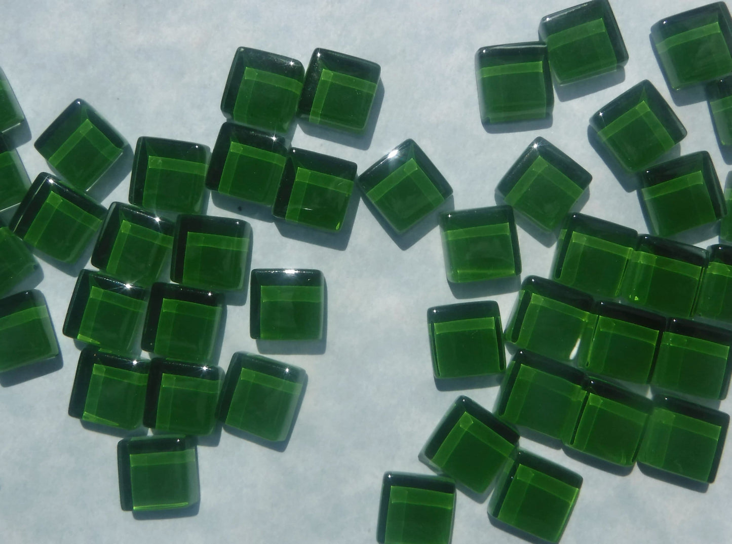 Killarney Green Glass Tiles - 1 cm - 100g - Over 100 Squares