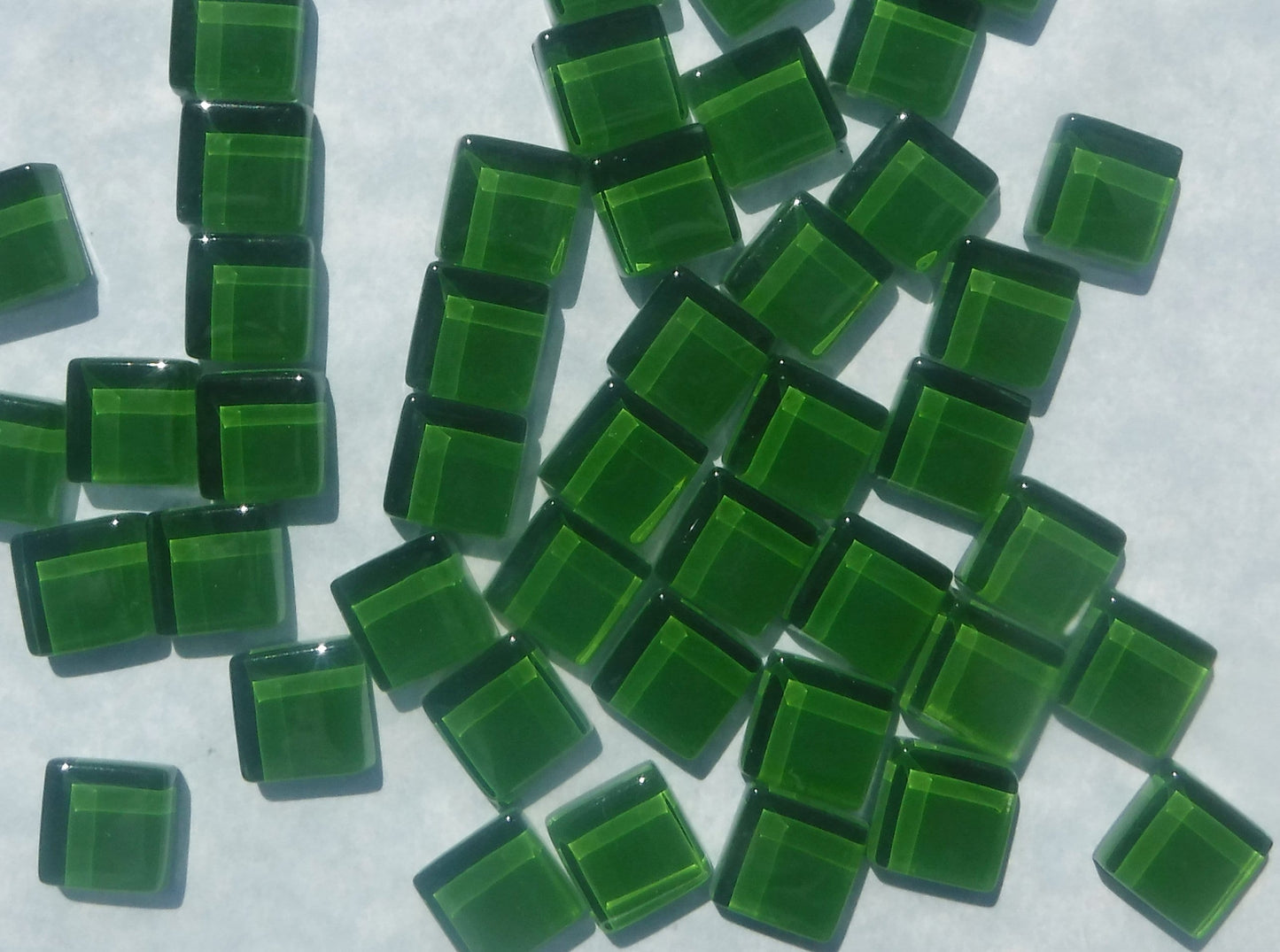 Killarney Green Glass Tiles - 1 cm - 100g - Over 100 Squares