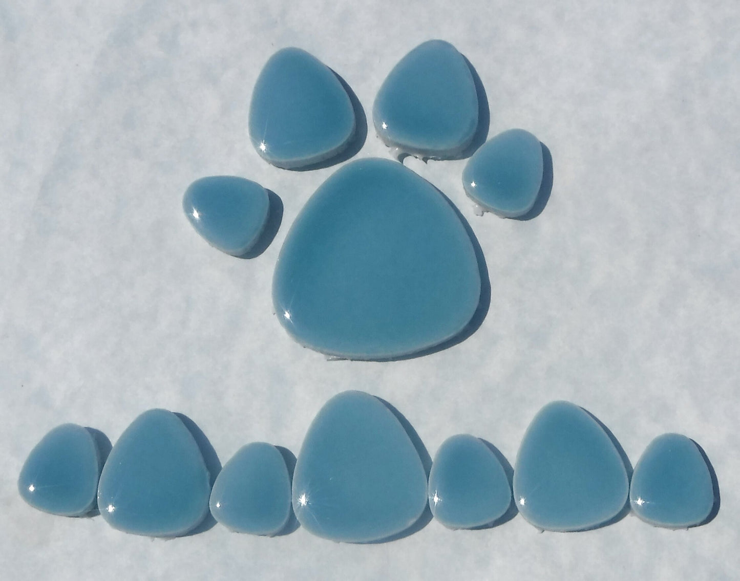 Sea Mist Pebble Mosaic Tiles - Half Pound Light Blue Ceramic Tiles in Assorted Sizes