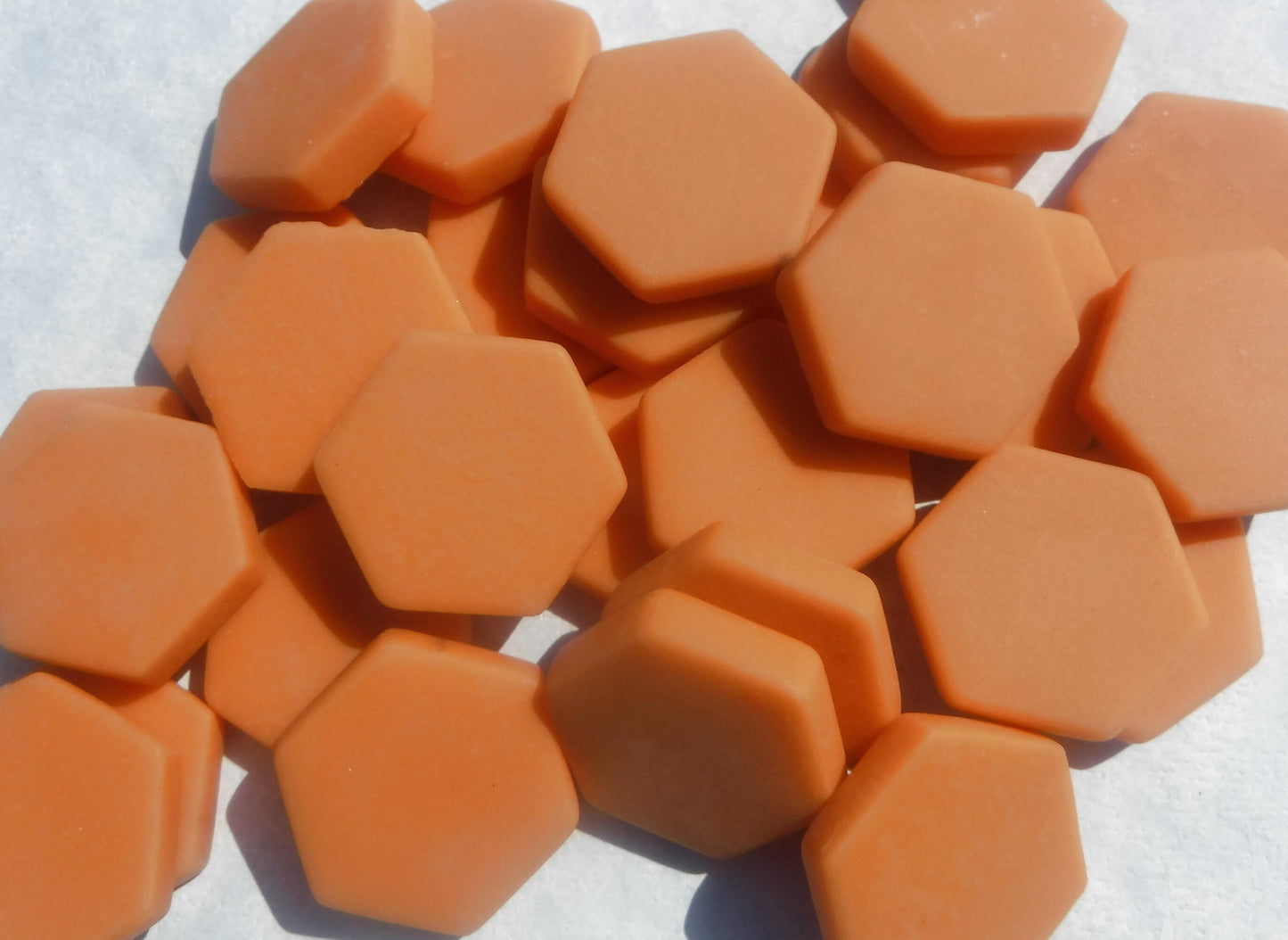 Orange Hexagon Mosaic Tiles - 25 Glass 23mm MATTE Tiles