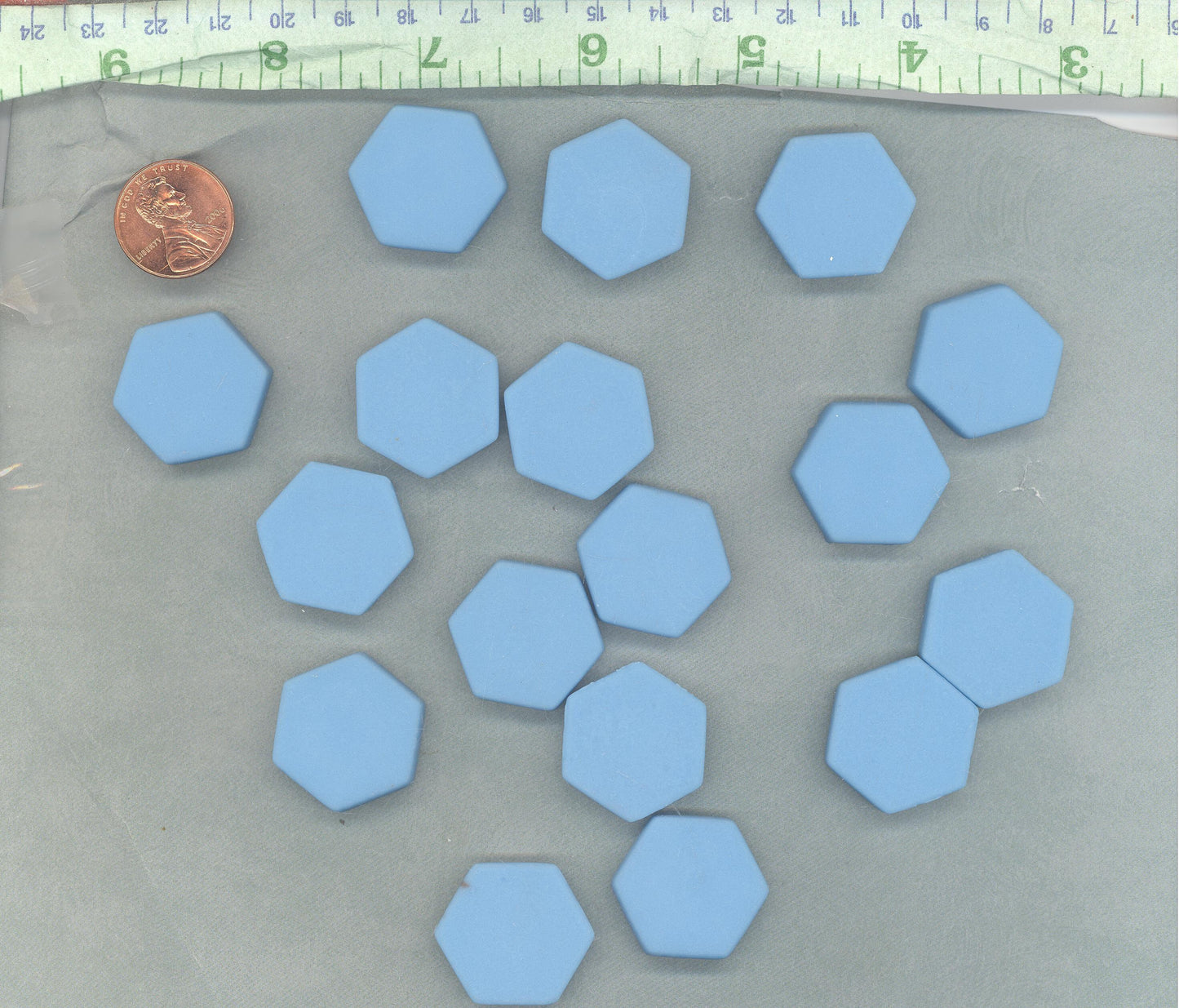 Light Blue Hexagon Mosaic Tiles - 25 Glass 23mm MATTE Tiles