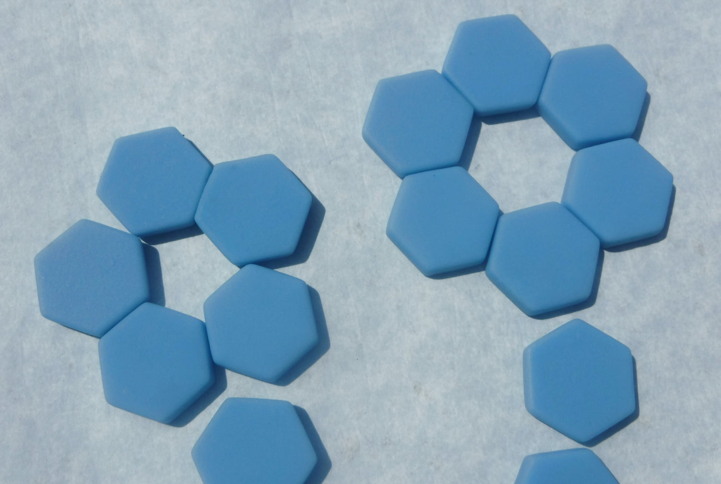 Light Blue Hexagon Mosaic Tiles - 25 Glass 23mm MATTE Tiles