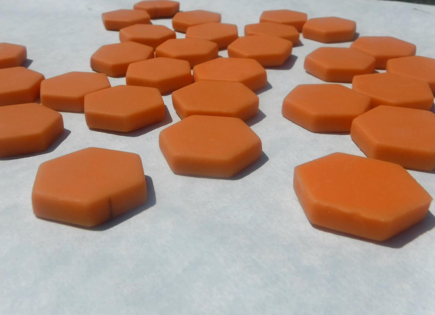 Orange Hexagon Mosaic Tiles - 25 Glass 23mm MATTE Tiles