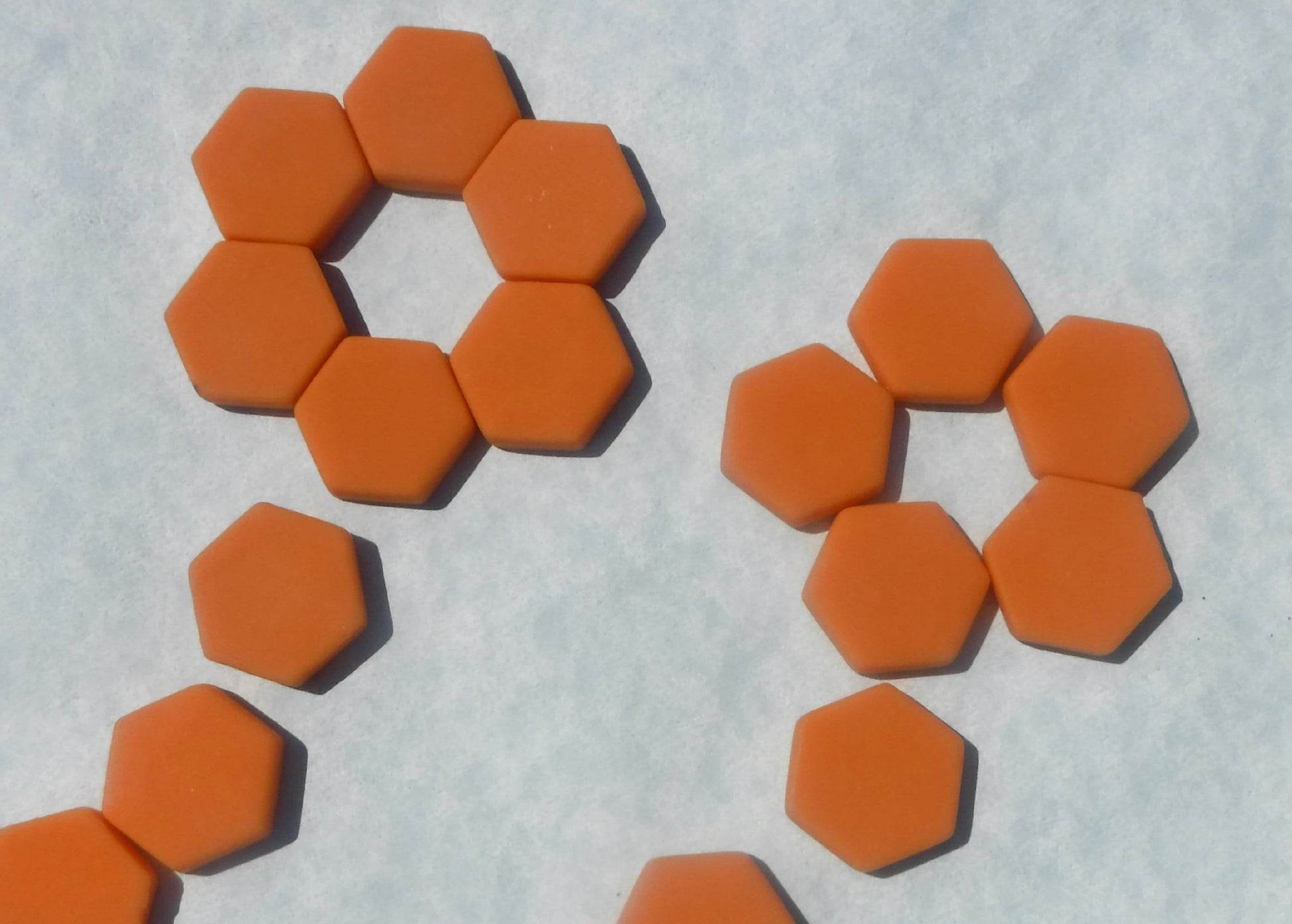 Orange Hexagon Mosaic Tiles - 25 Glass 23mm MATTE Tiles