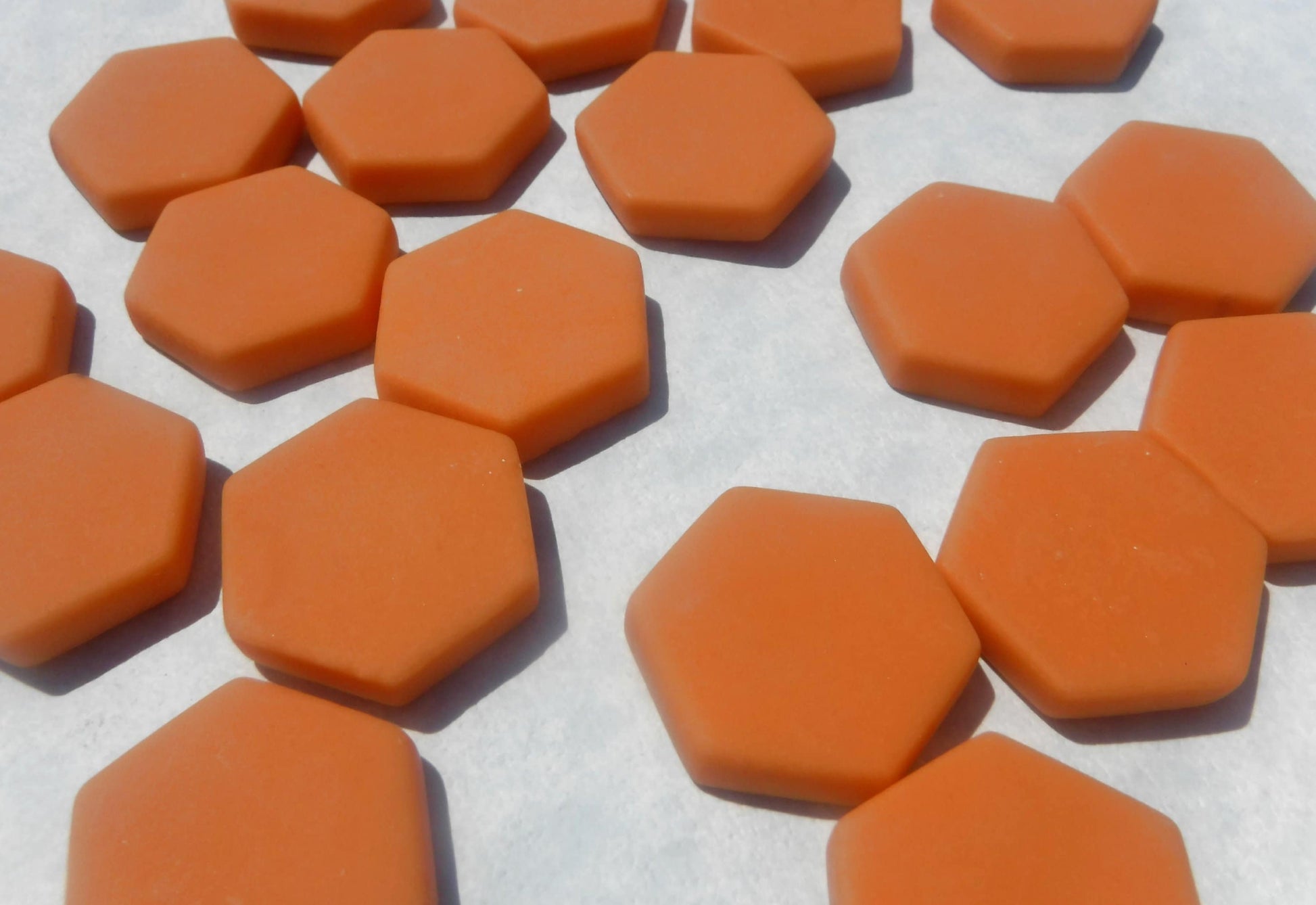 Orange Hexagon Mosaic Tiles - 25 Glass 23mm MATTE Tiles