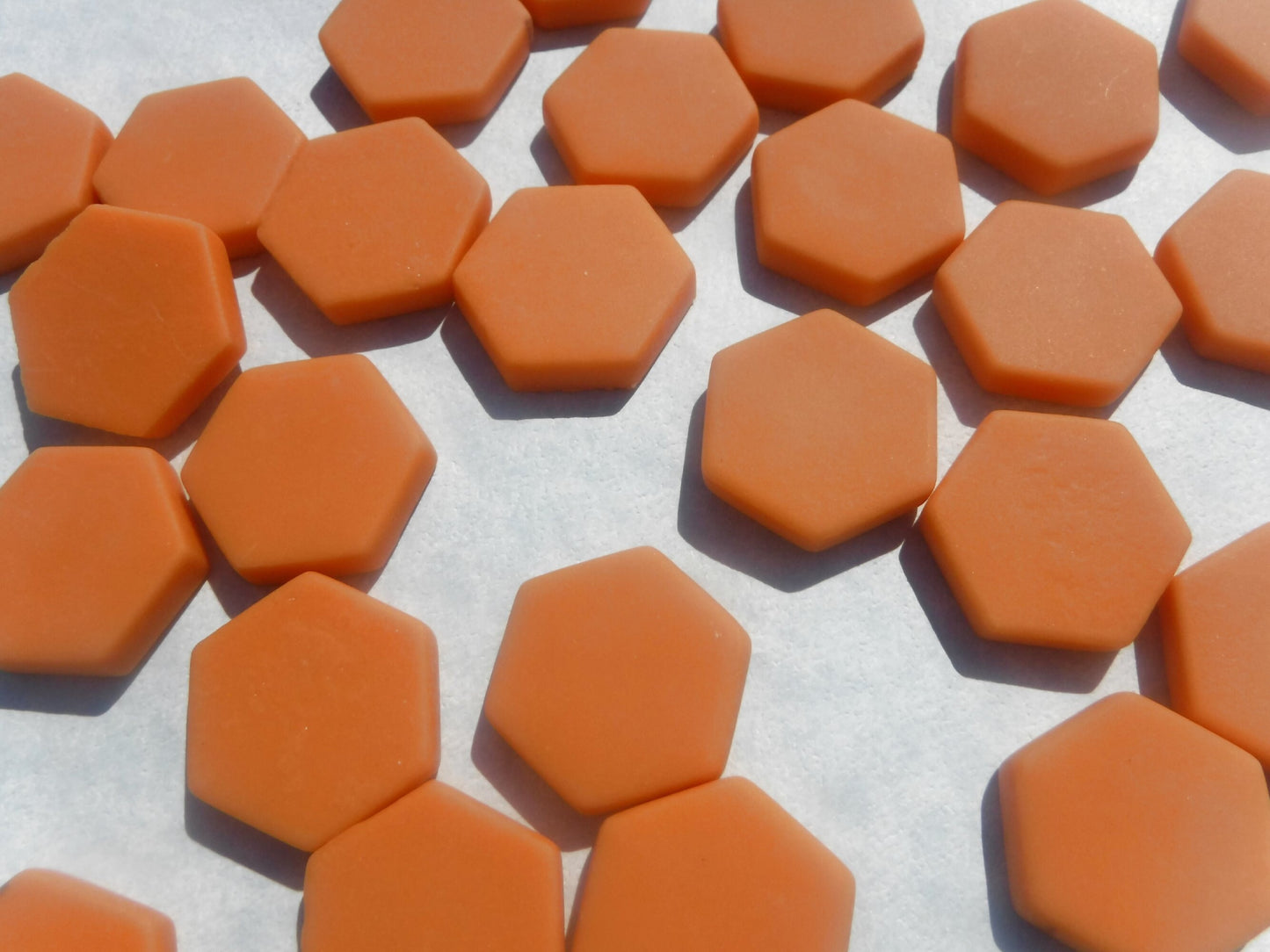 Orange Hexagon Mosaic Tiles - 25 Glass 23mm MATTE Tiles