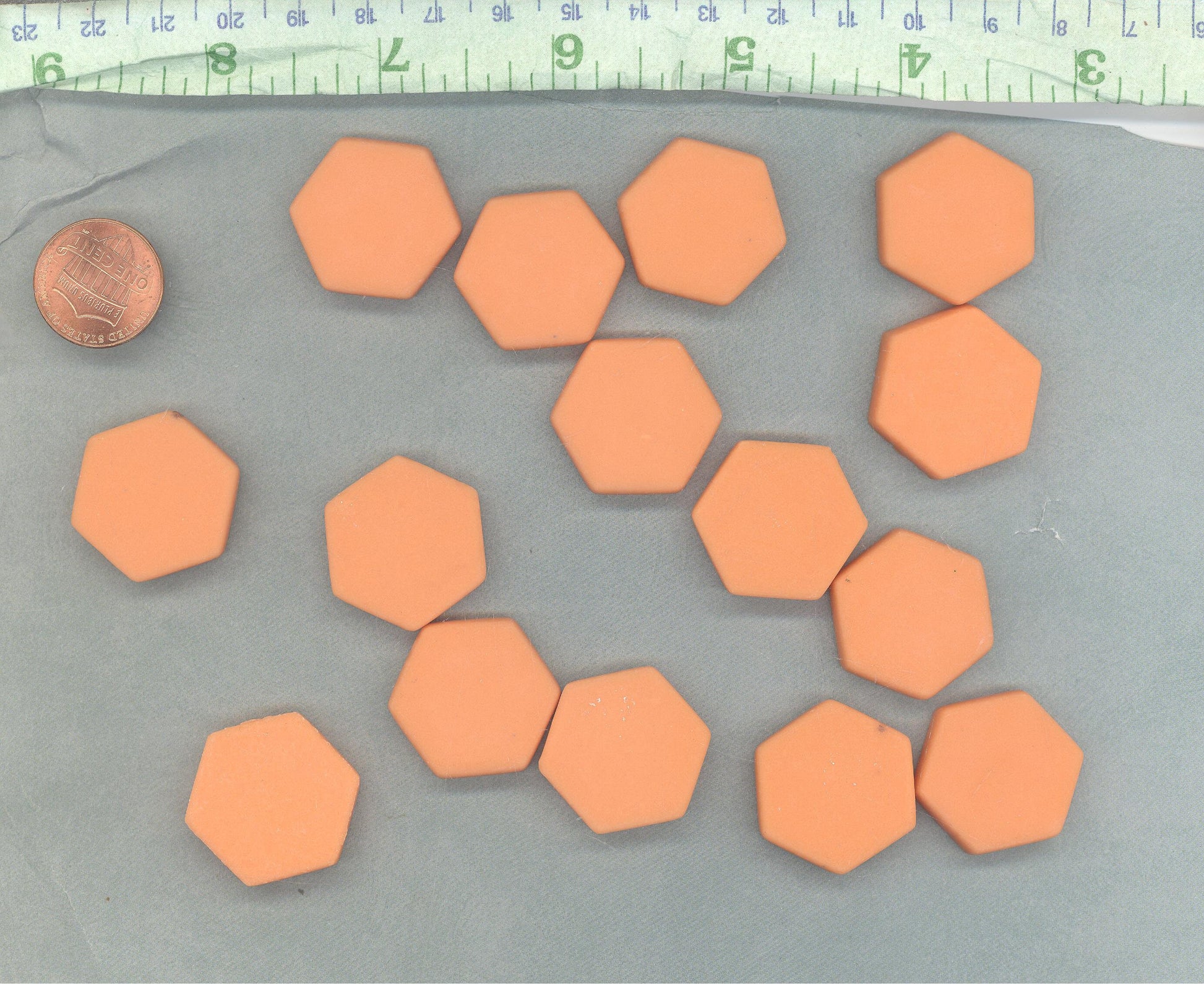 Orange Hexagon Mosaic Tiles - 25 Glass 23mm MATTE Tiles