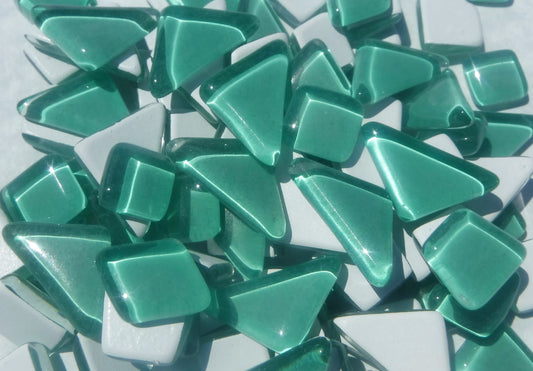 Sea Foam Green Glass Puzzle Tiles - Assorted Shapes - 100 grams Mosaic Tiles