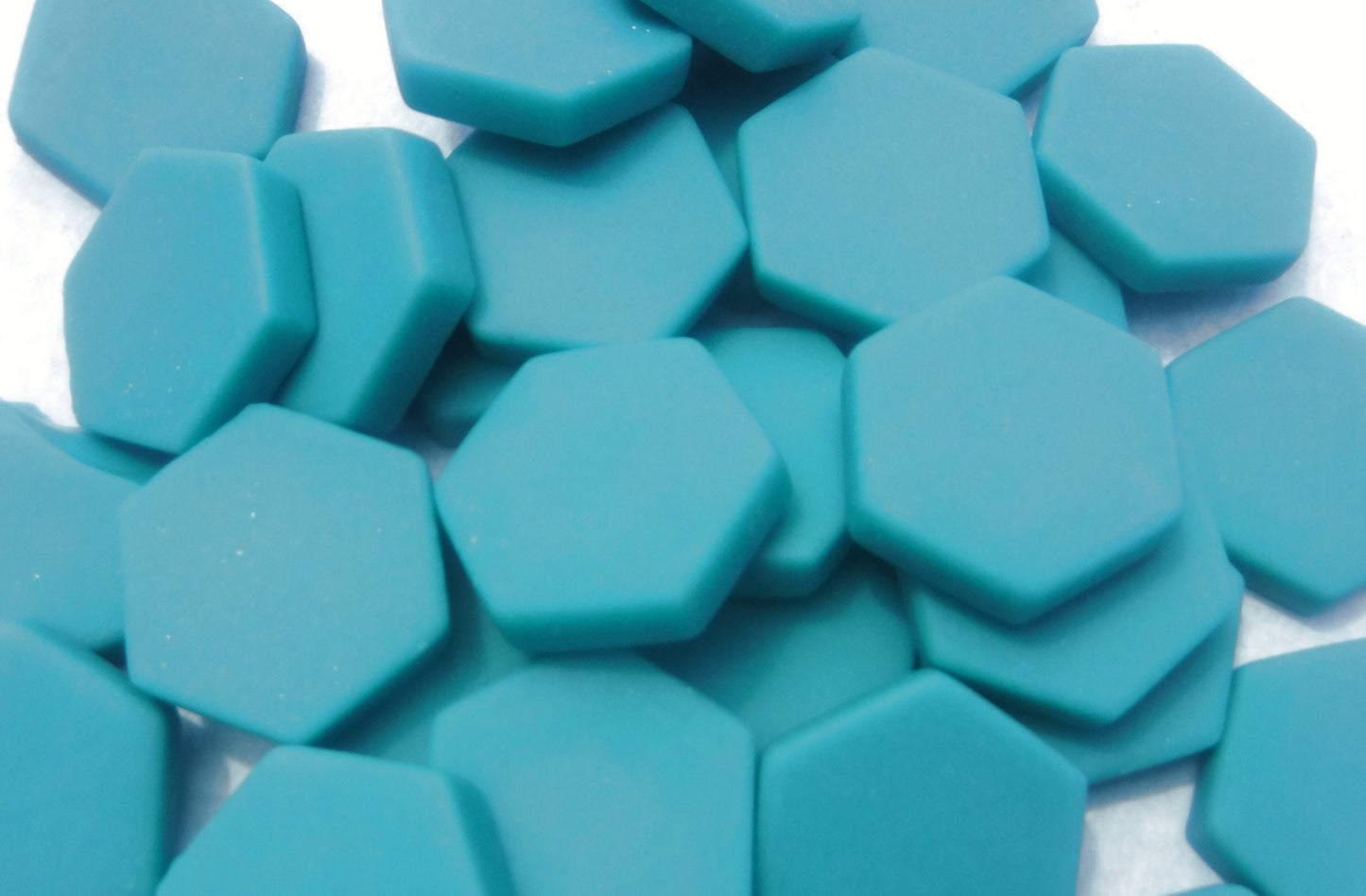 Teal Hexagon Mosaic Tiles - 25 Glass 23mm MATTE Tiles