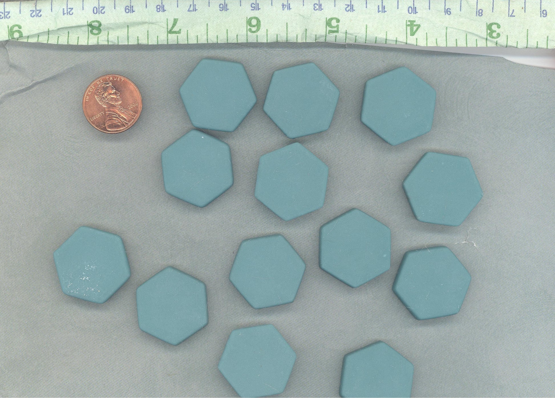 Teal Hexagon Mosaic Tiles - 25 Glass 23mm MATTE Tiles