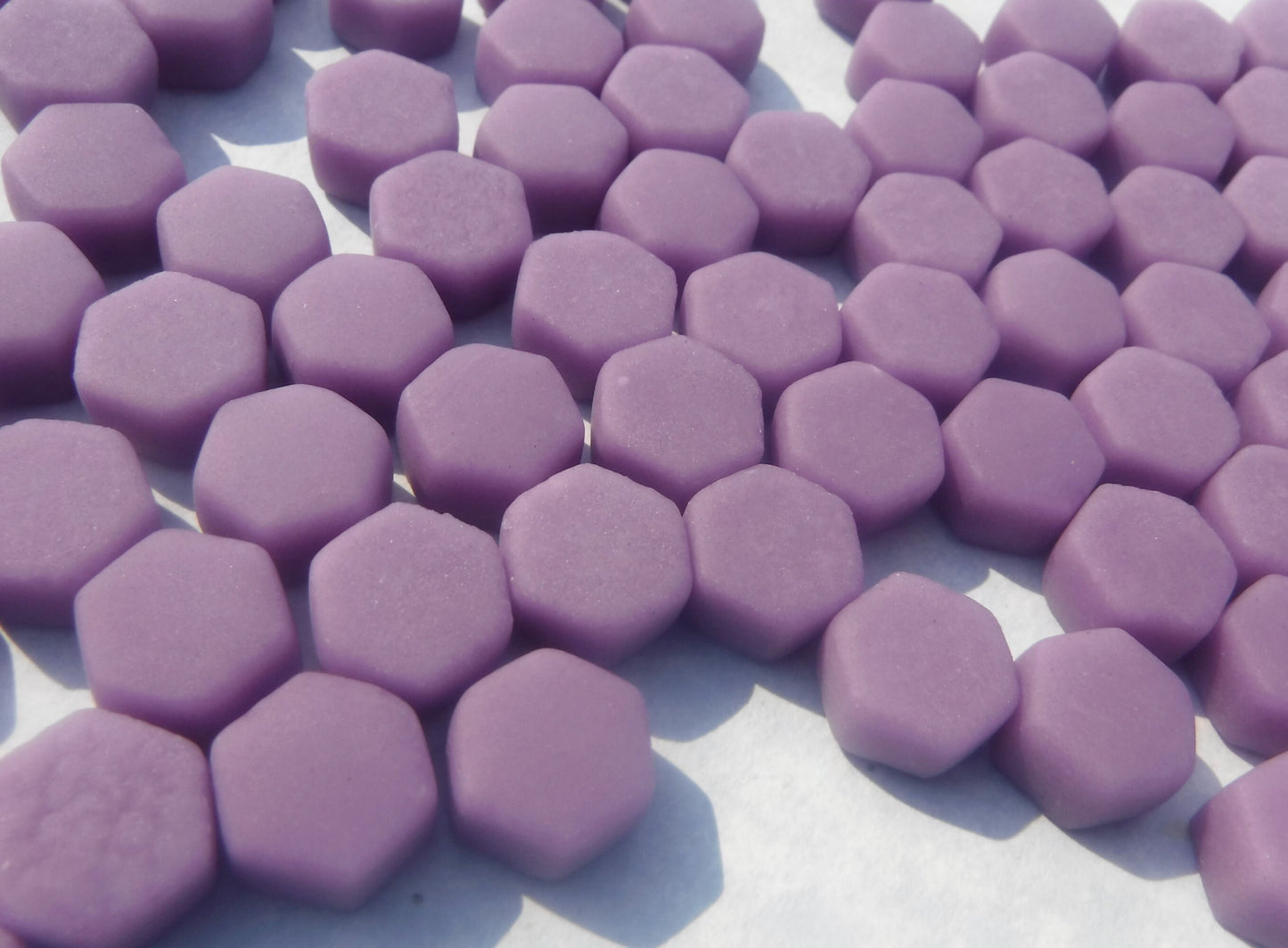 Purple Hexagon Mosaic Tiles - 10mm - 50g Opaque Glass Tiles MATTE Finish