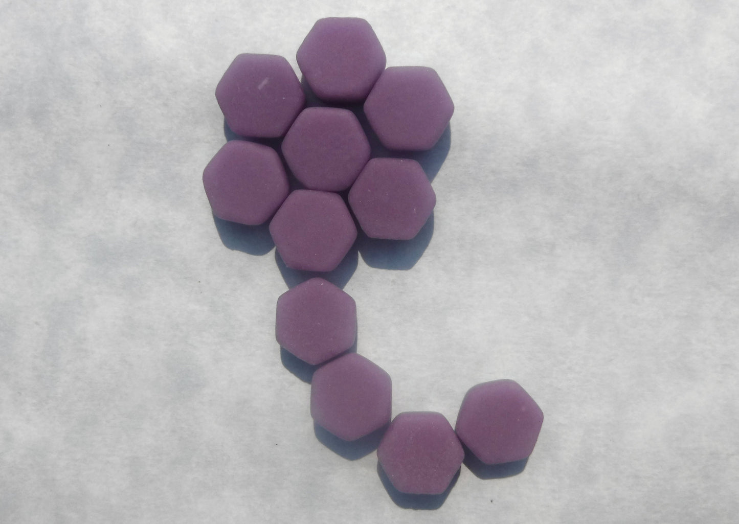 Purple Hexagon Mosaic Tiles - 10mm - 50g Opaque Glass Tiles MATTE Finish