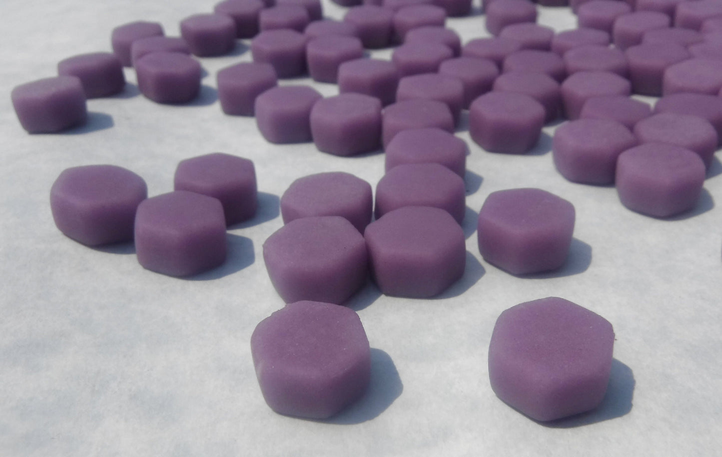 Purple Hexagon Mosaic Tiles - 10mm - 50g Opaque Glass Tiles MATTE Finish