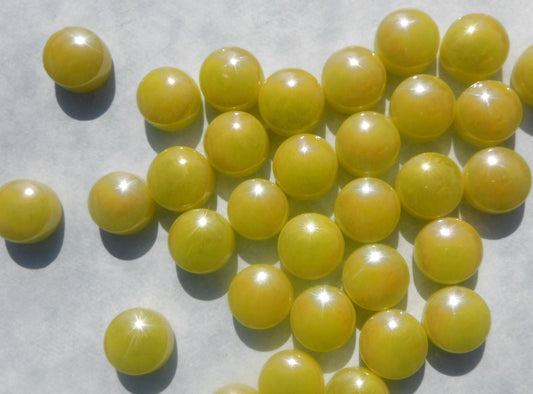Lemon Chiffon Iridescent Glass Drops - 100 grams - Glass Gems in Acid Yellow - Over 60 Tiles