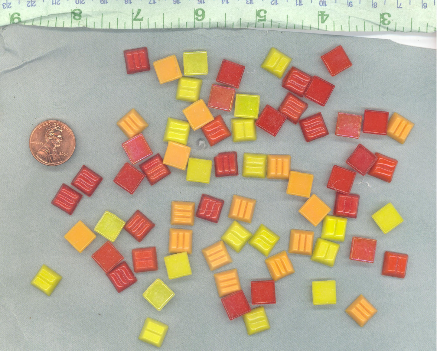 Yellow Orange Red Mix Glass Mosaic Tiles Squares - 1 cm - 100g of Venetian Glass Tiles in Endless Summer Assortment - Approx 140 Tiles