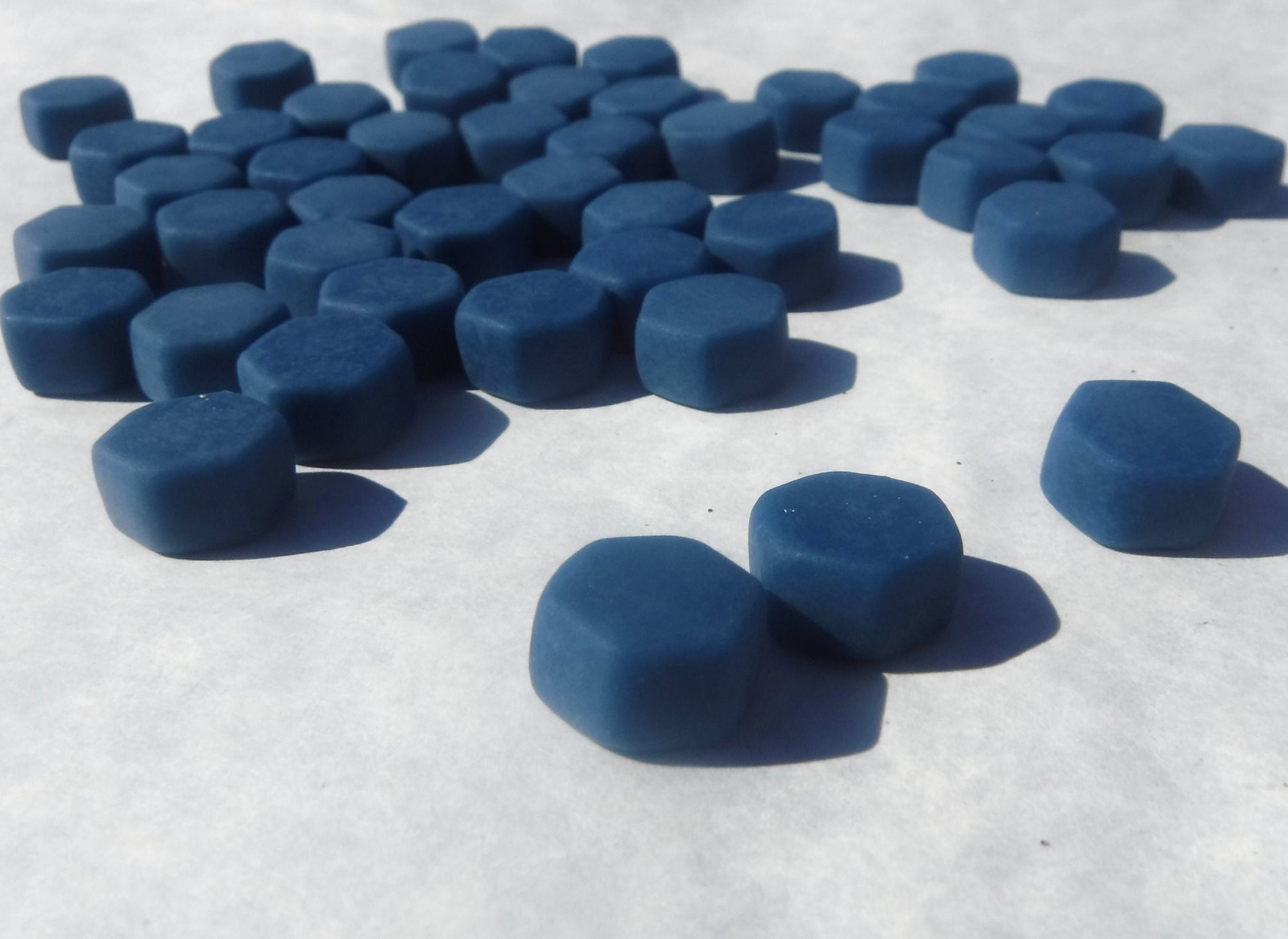 Blueberry Hexagon Mosaic Tiles - 10mm - 50g Opaque Glass Tiles MATTE Finish - Approx 40 Tiles