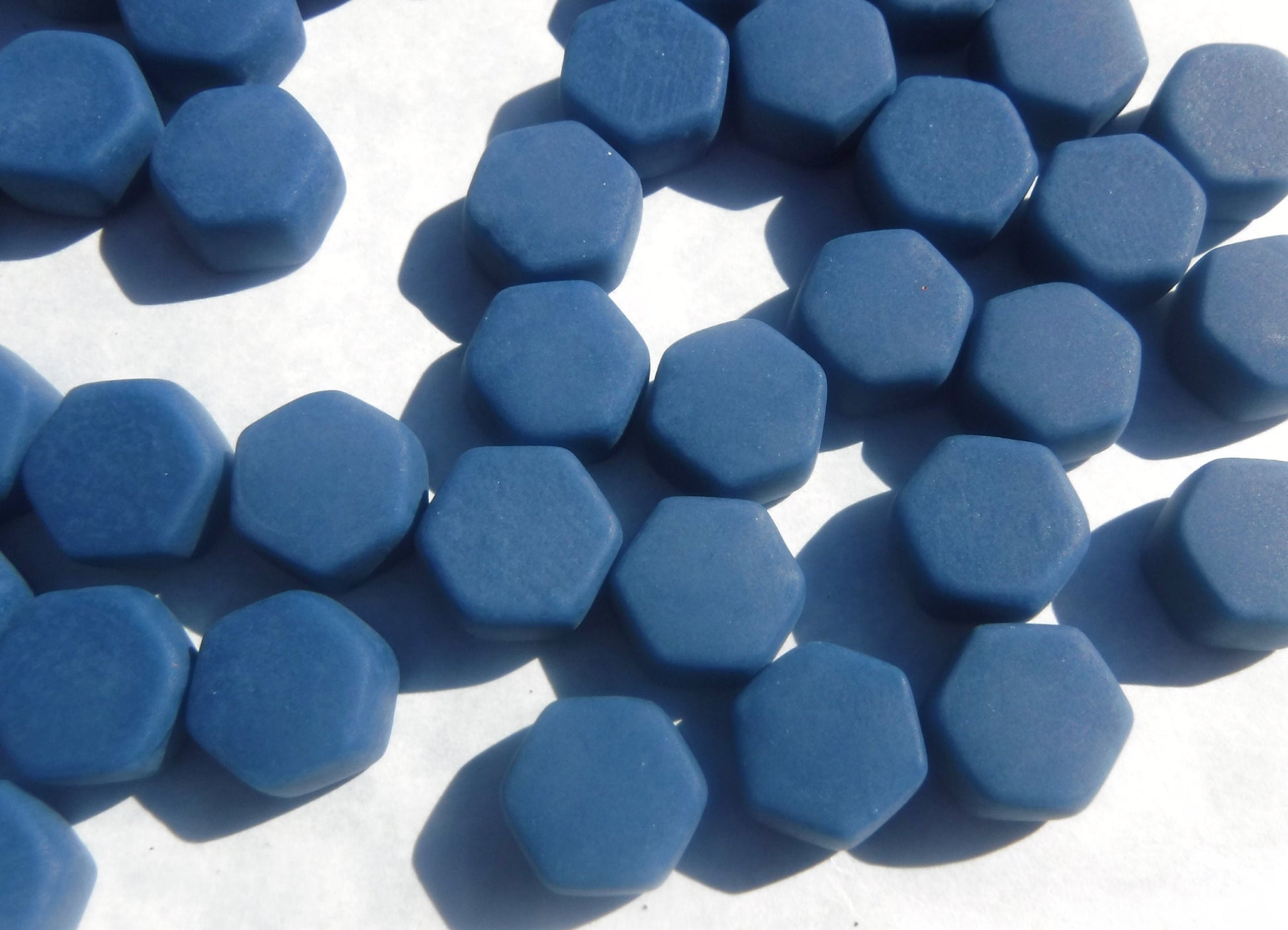 Blueberry Hexagon Mosaic Tiles - 10mm - 50g Opaque Glass Tiles MATTE Finish - Approx 40 Tiles