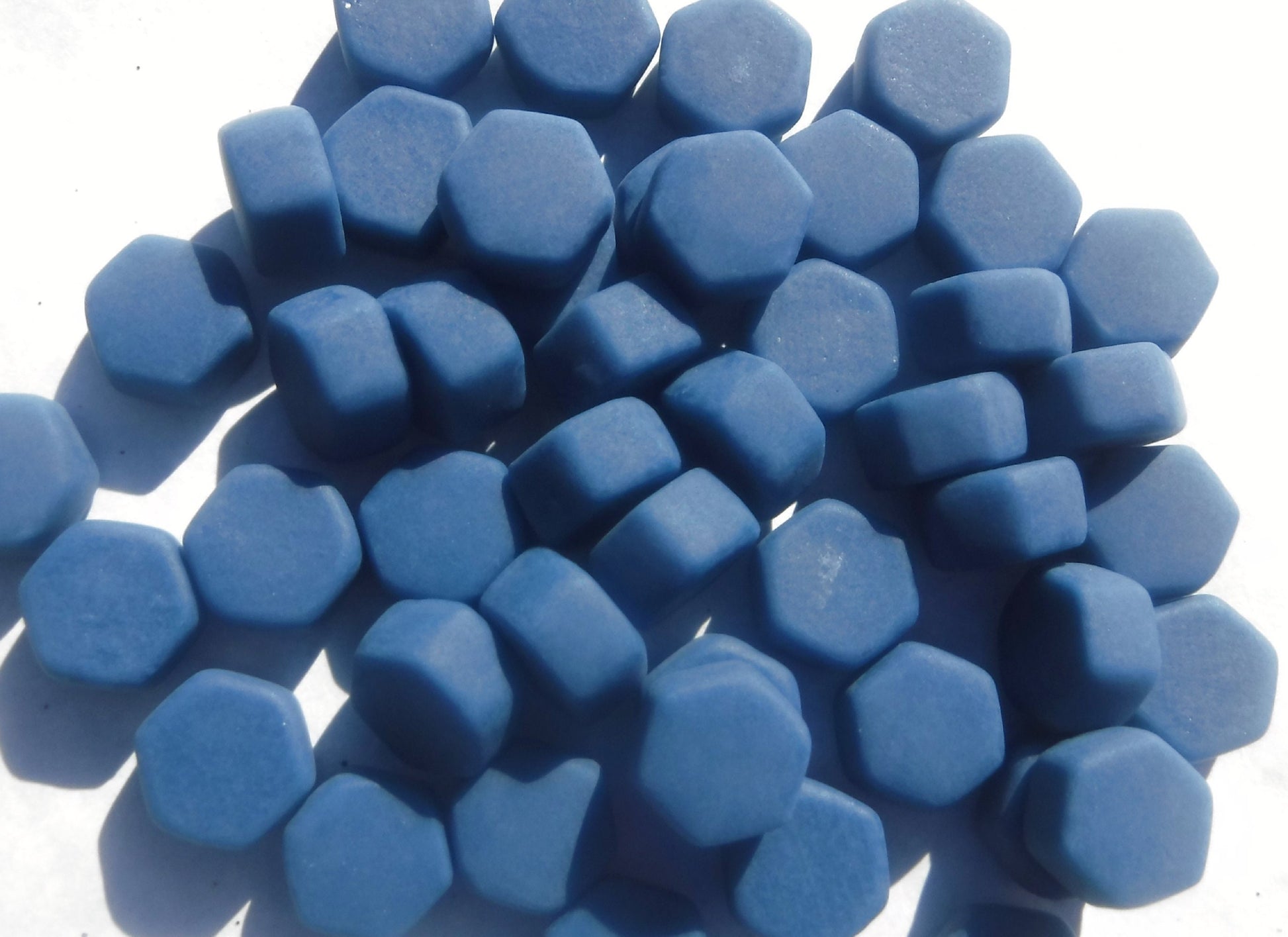 Blueberry Hexagon Mosaic Tiles - 10mm - 50g Opaque Glass Tiles MATTE Finish - Approx 40 Tiles