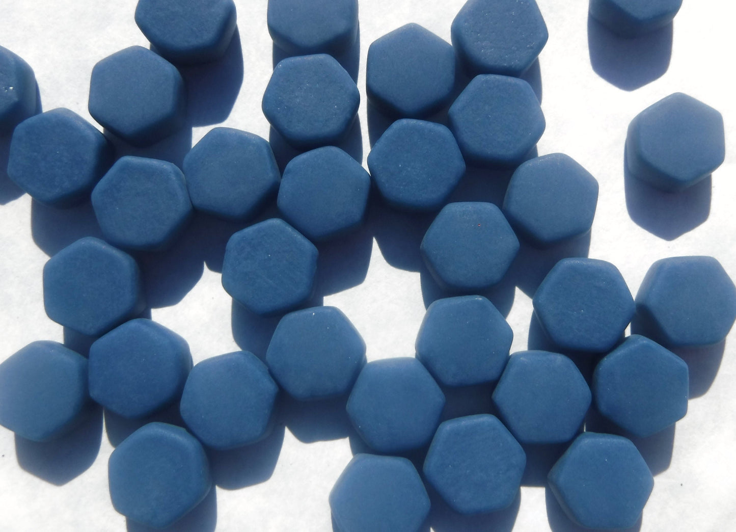 Blueberry Hexagon Mosaic Tiles - 10mm - 50g Opaque Glass Tiles MATTE Finish - Approx 40 Tiles