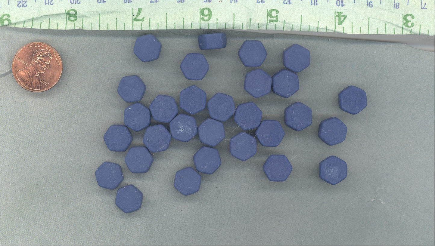 Blueberry Hexagon Mosaic Tiles - 10mm - 50g Opaque Glass Tiles MATTE Finish - Approx 40 Tiles