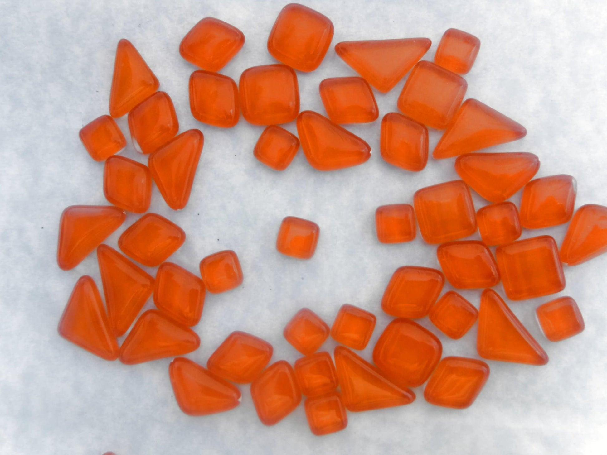 Orange Glass Puzzle Tiles - Assorted Shapes - 100 grams Mosaic Tiles